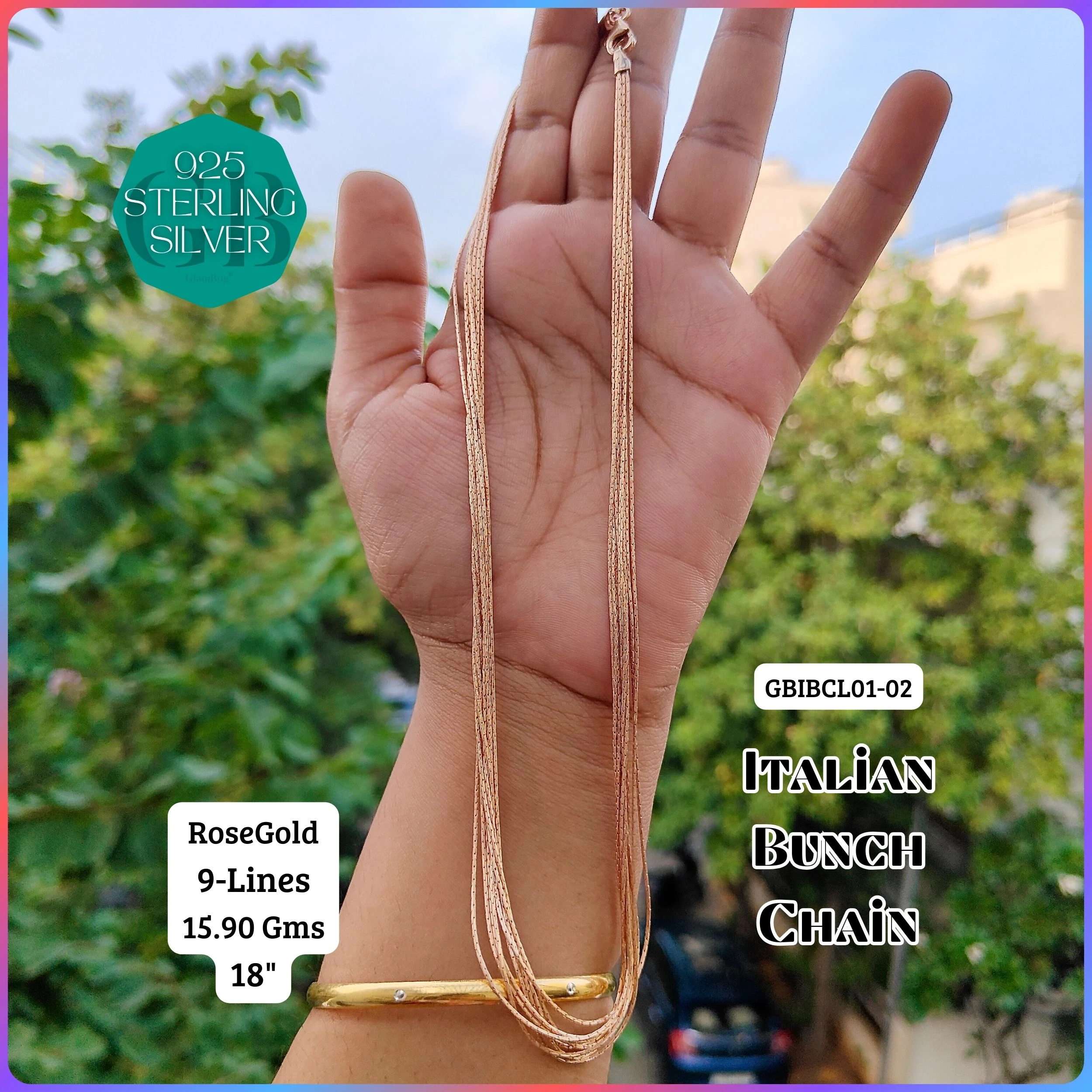 ITALIAN BUNCH CHAINS 3-5-7-9 LINES - Premium 925 Silver Jewellery - SKU: GB-060-002 - Hyderabad Silver Importers