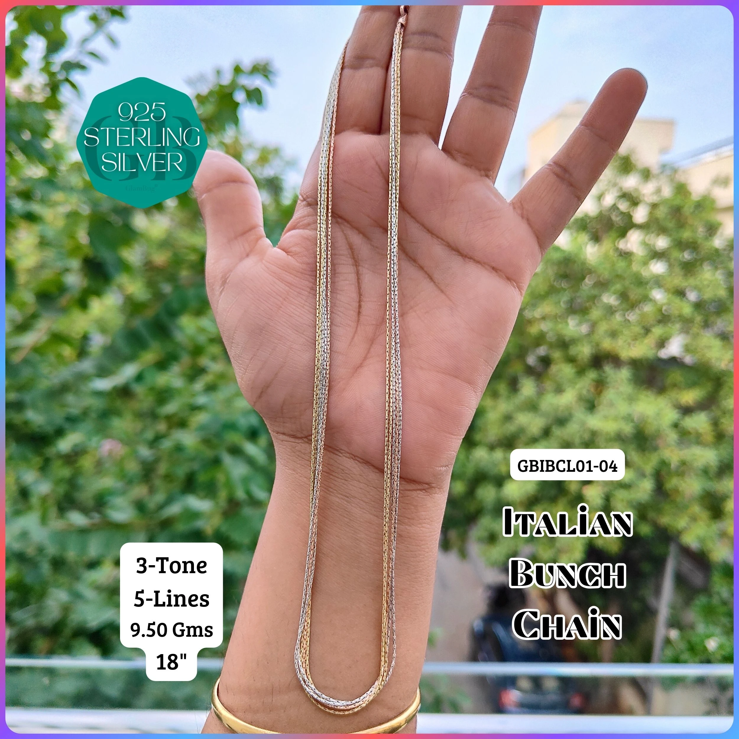 ITALIAN BUNCH CHAINS 3-5-7-9 LINES - Premium 925 Silver Jewellery - SKU: GB-060-004 - Hyderabad Silver Importers