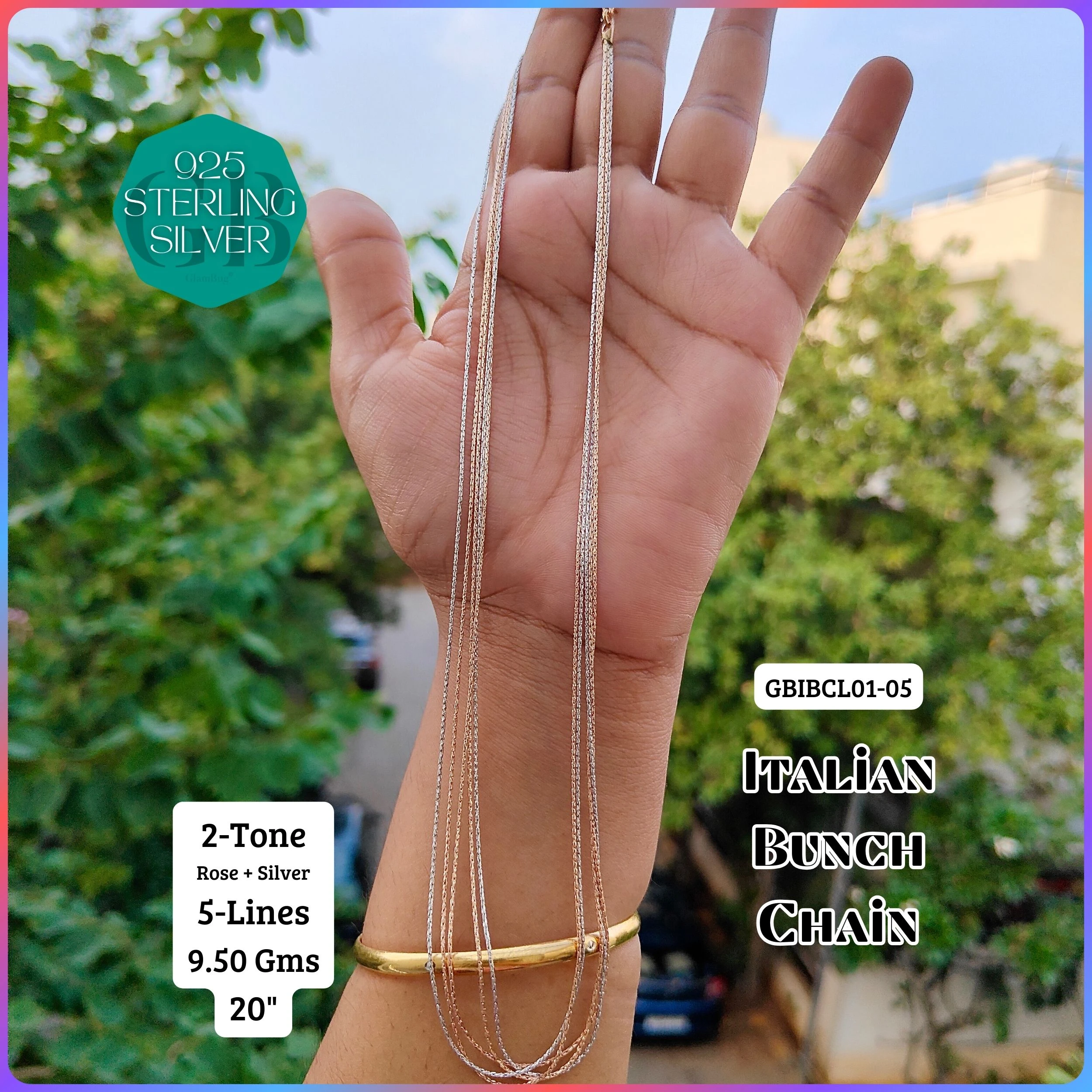 ITALIAN BUNCH CHAINS 3-5-7-9 LINES - Premium 925 Silver Jewellery - SKU: GB-060-005 - Hyderabad Silver Importers