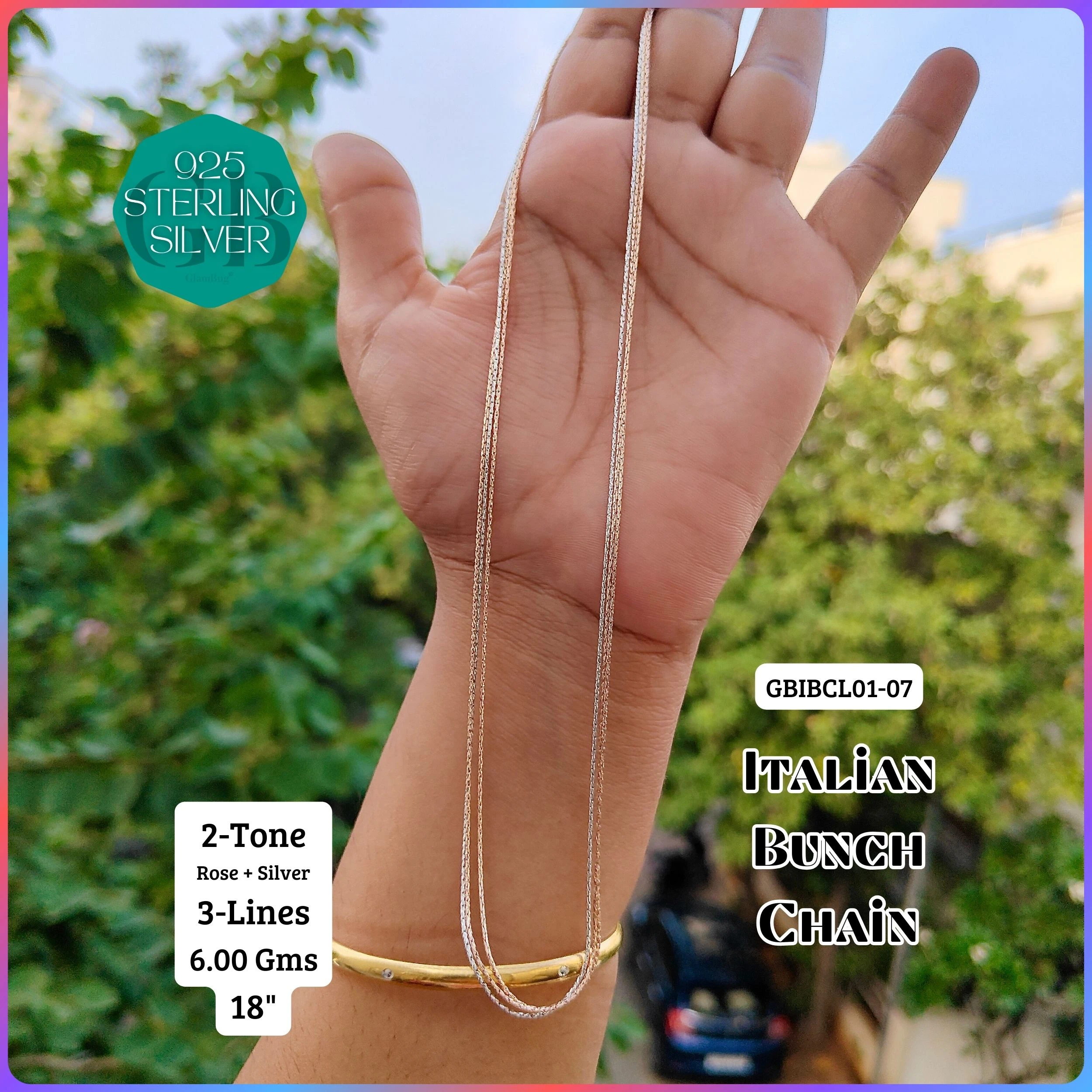 ITALIAN BUNCH CHAINS 3-5-7-9 LINES - Premium 925 Silver Jewellery - SKU: GB-060-007 - Hyderabad Silver Importers