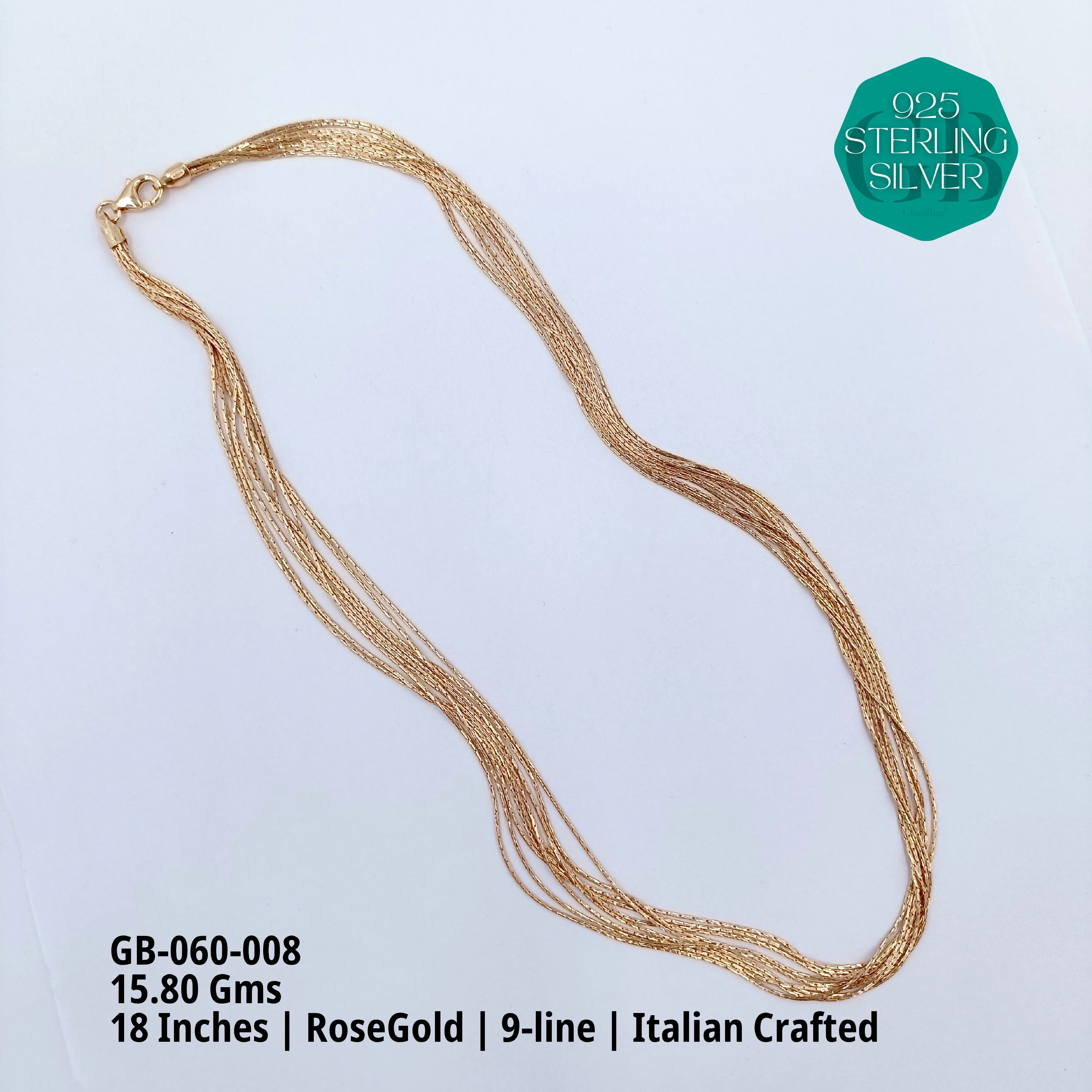 ITALIAN BUNCH CHAINS 3-5-7-9 LINES - Premium 925 Silver Jewellery - SKU: GB-060-008 - Hyderabad Silver Importers