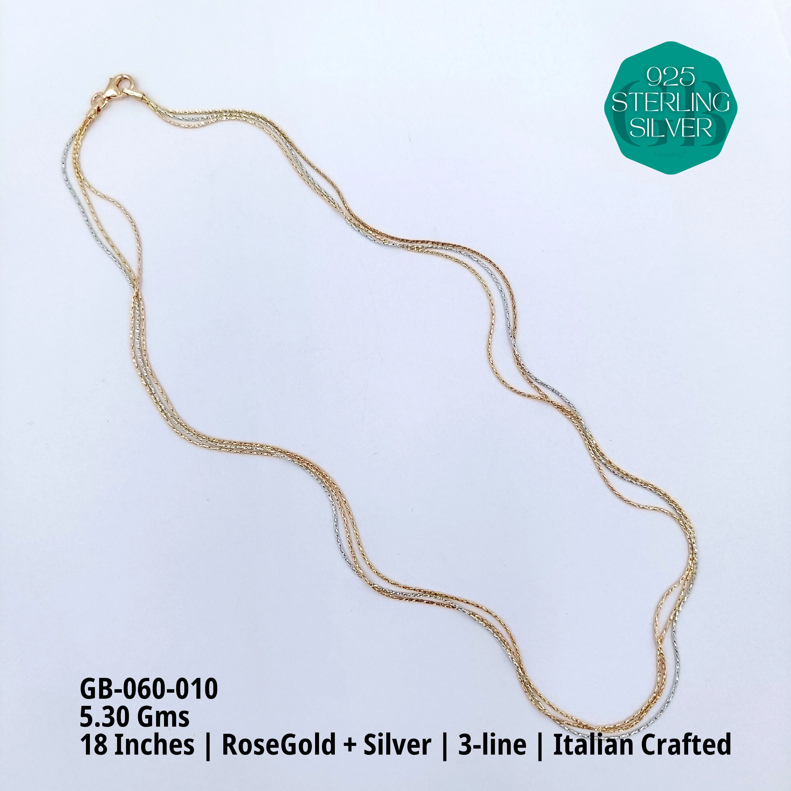 ITALIAN BUNCH CHAINS 3-5-7-9 LINES - Premium 925 Silver Jewellery - SKU: GB-060-010 - Hyderabad Silver Importers