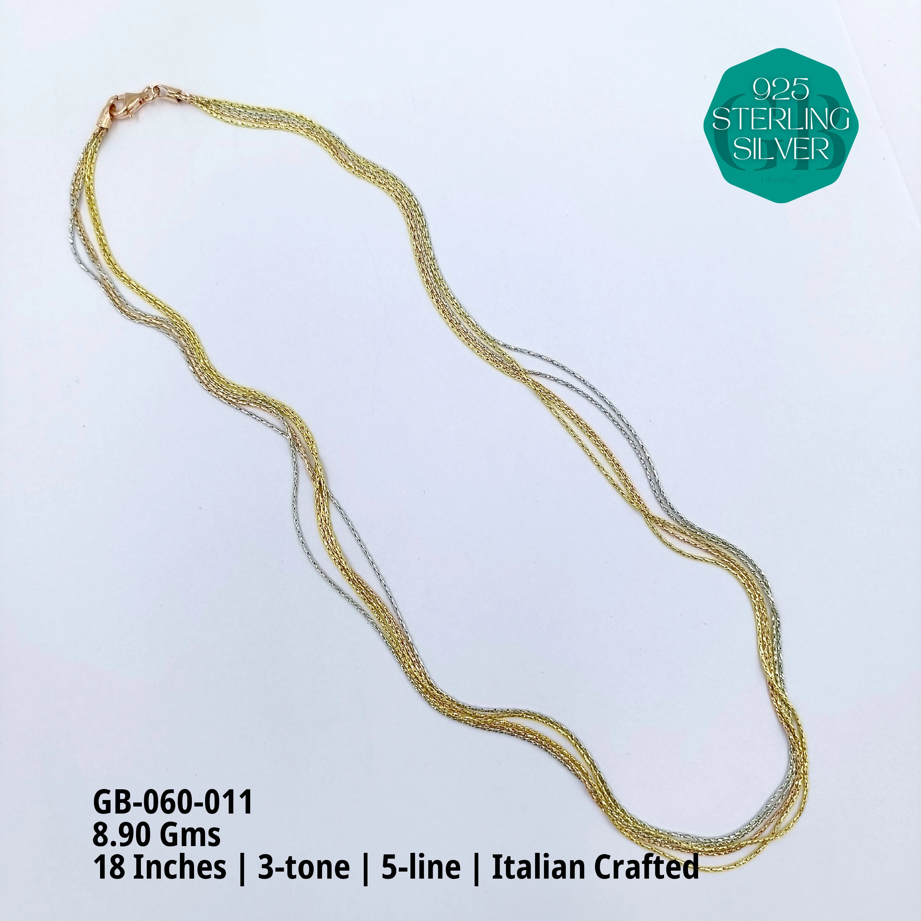 ITALIAN BUNCH CHAINS 3-5-7-9 LINES - Premium 925 Silver Jewellery - SKU: GB-060-011 - Hyderabad Silver Importers