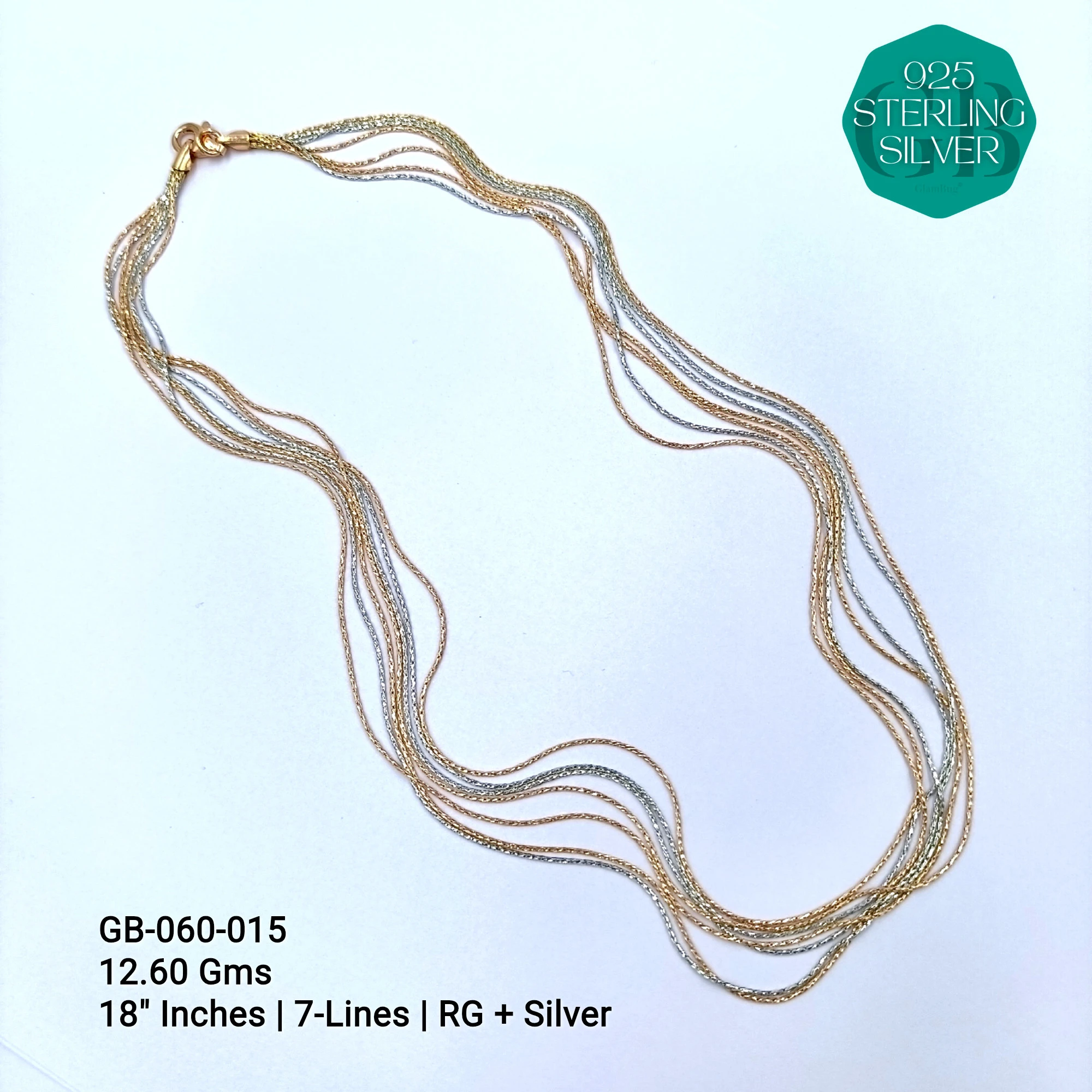 ITALIAN BUNCH CHAINS 3-5-7-9 LINES - Premium 925 Silver Jewellery - SKU: GB-060-015 - Hyderabad Silver Importers