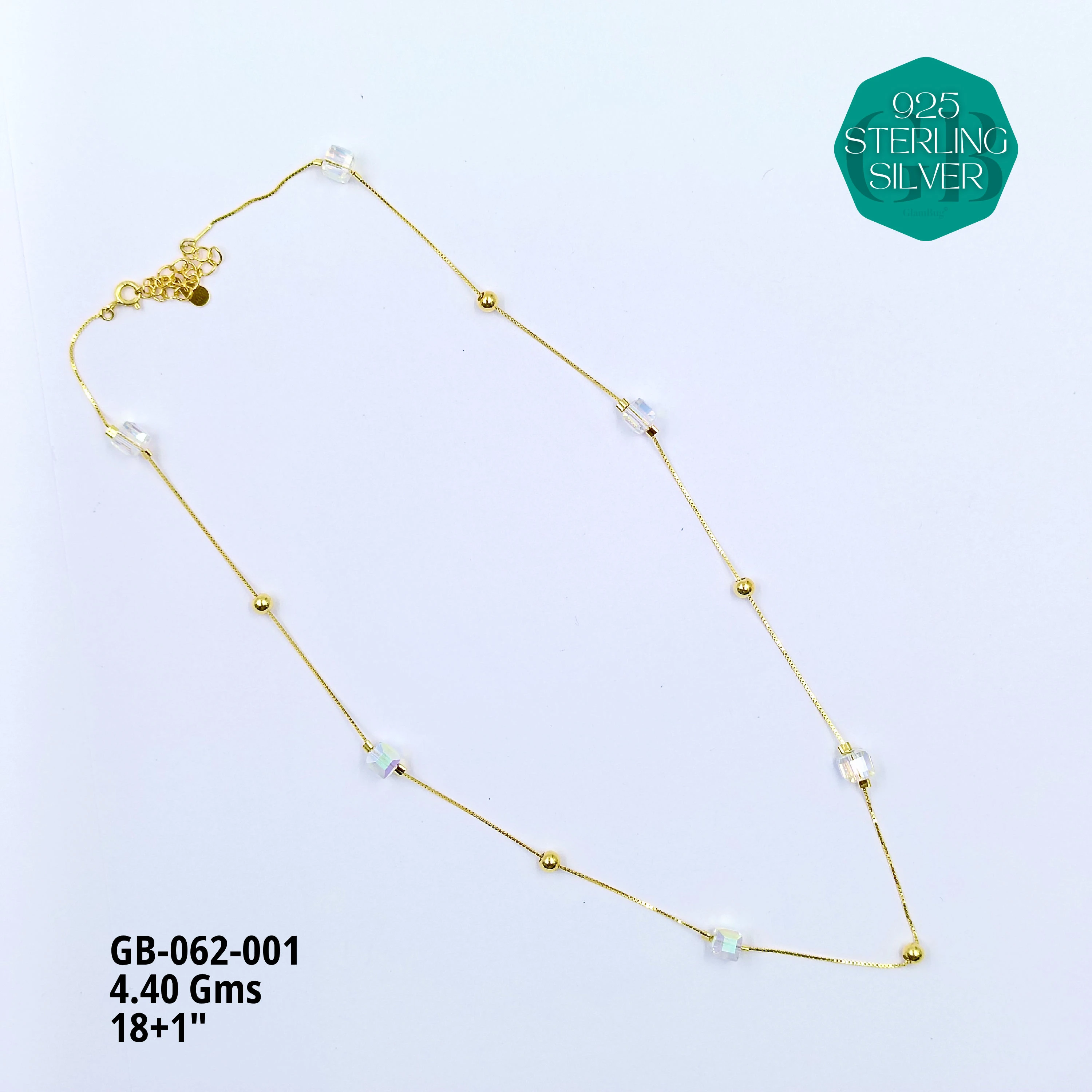 SWAROVSKI CRYSTAL CHAINS 4.4 GMS - Premium 925 Silver Jewellery - SKU: GB-062-001 - Hyderabad Silver Importers