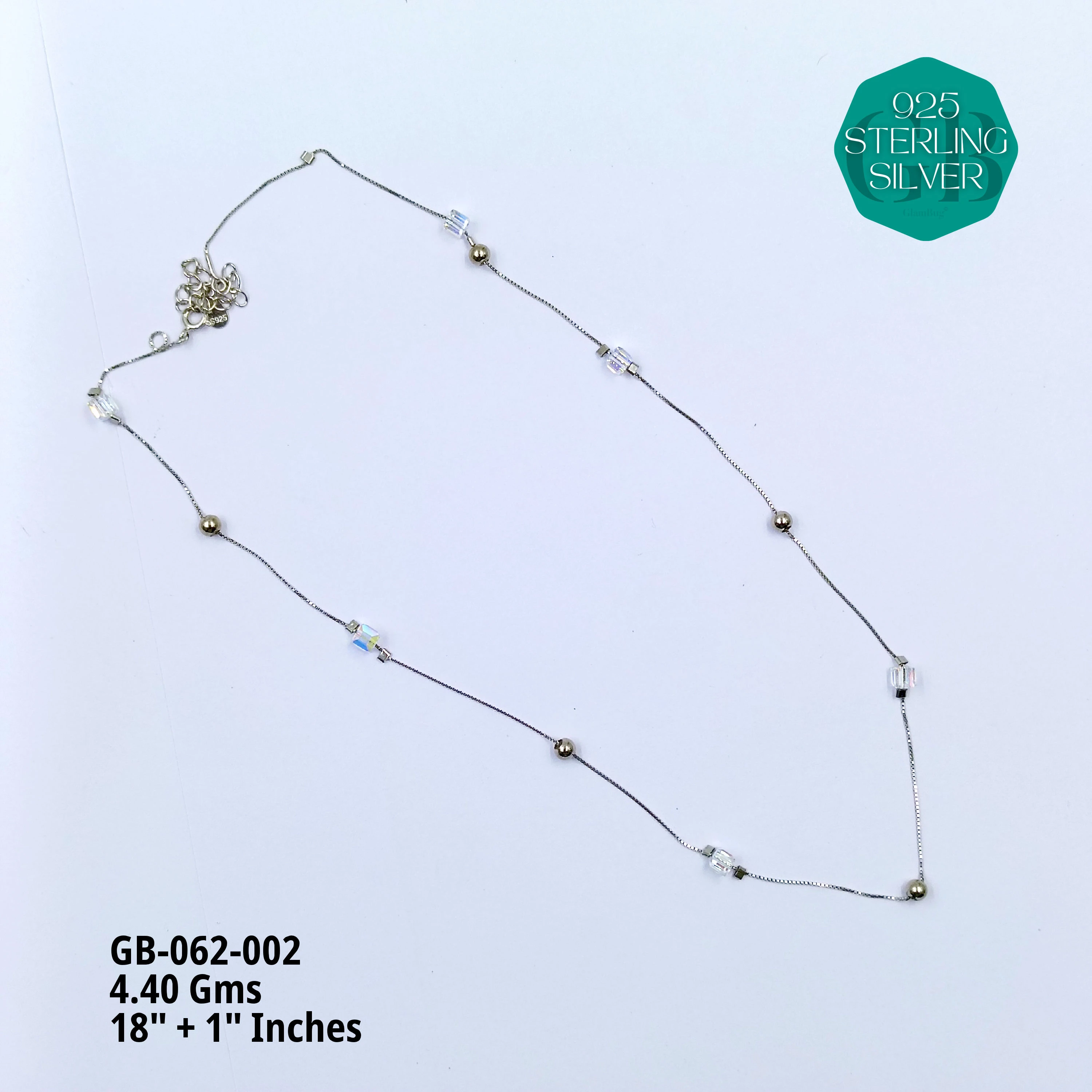SWAROVSKI CRYSTAL CHAINS 4.4 GMS - Premium 925 Silver Jewellery - SKU: GB-062-002 - Hyderabad Silver Importers
