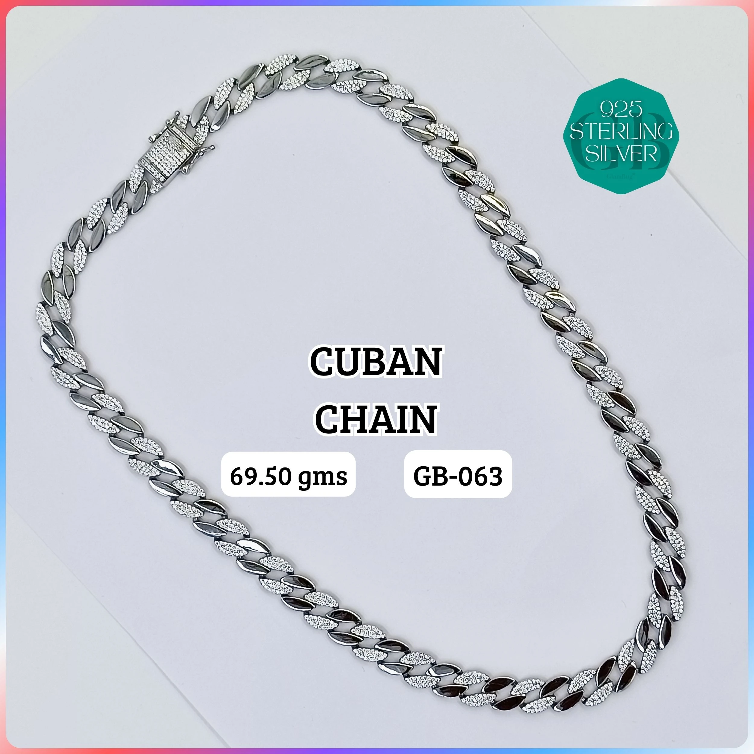 CUBAN MENS CHAINS - Premium 925 Silver Jewellery - SKU: GB-063-001 - Hyderabad Silver Importers