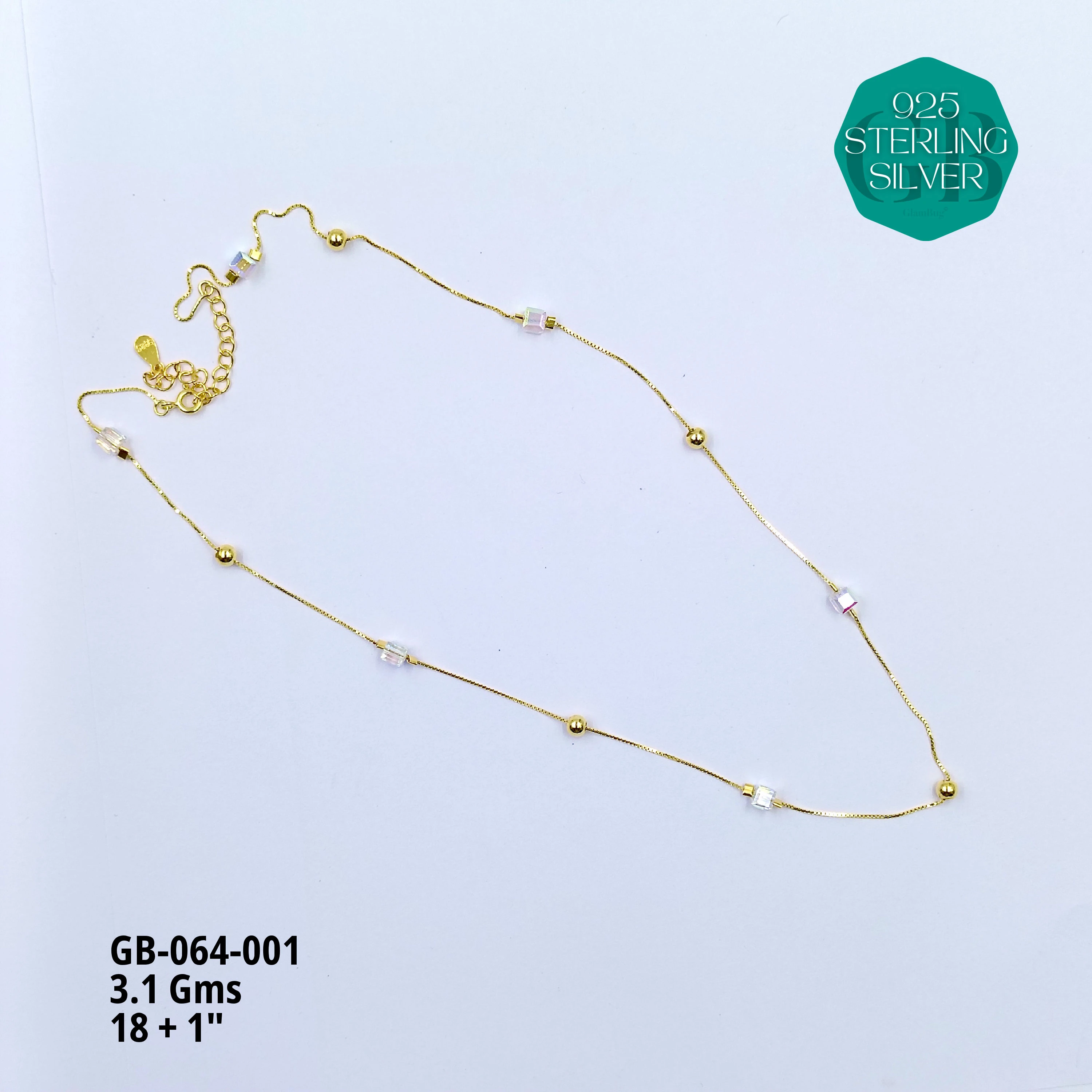 SWAROVSKI CRYSTAL CHAINS 3.1 GMS - Premium 925 Silver Jewellery - SKU: GB-064-001 - Hyderabad Silver Importers