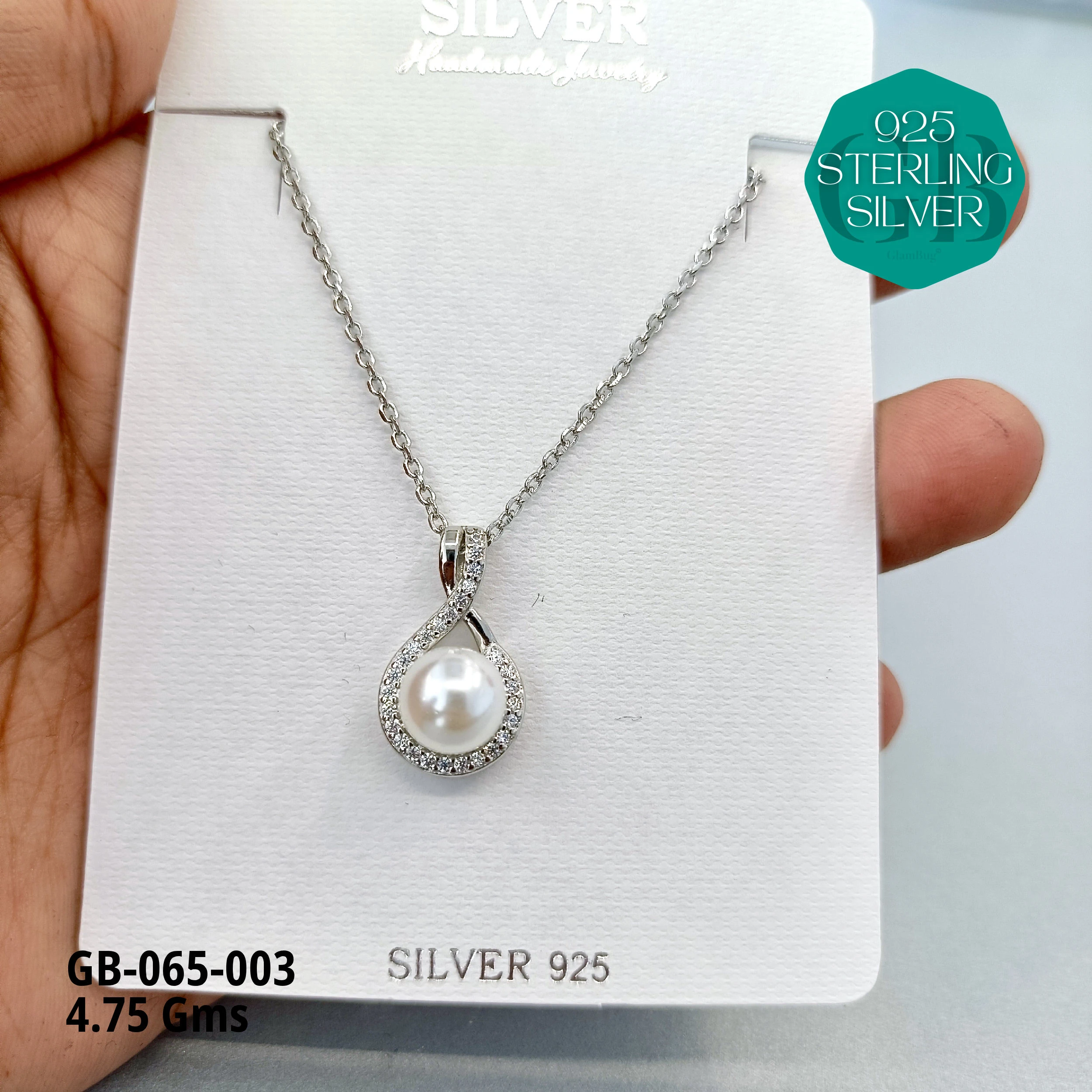 PREMIUM PEARLS + CZ DOKIYA CHAINS - Premium 925 Silver Jewellery - SKU: GB-065-003 - Hyderabad Silver Importers