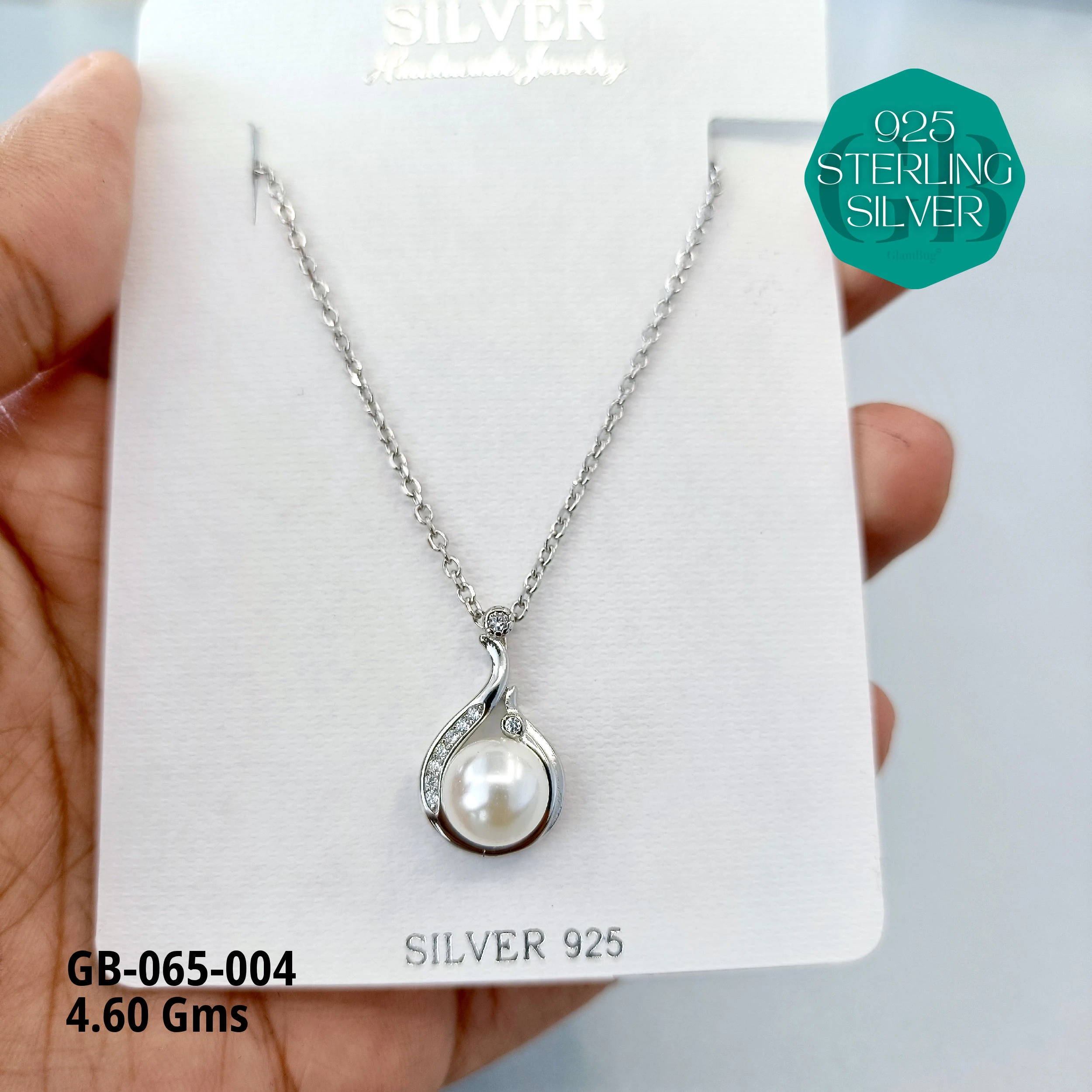 PREMIUM PEARLS + CZ DOKIYA CHAINS - Premium 925 Silver Jewellery - SKU: GB-065-004 - Hyderabad Silver Importers