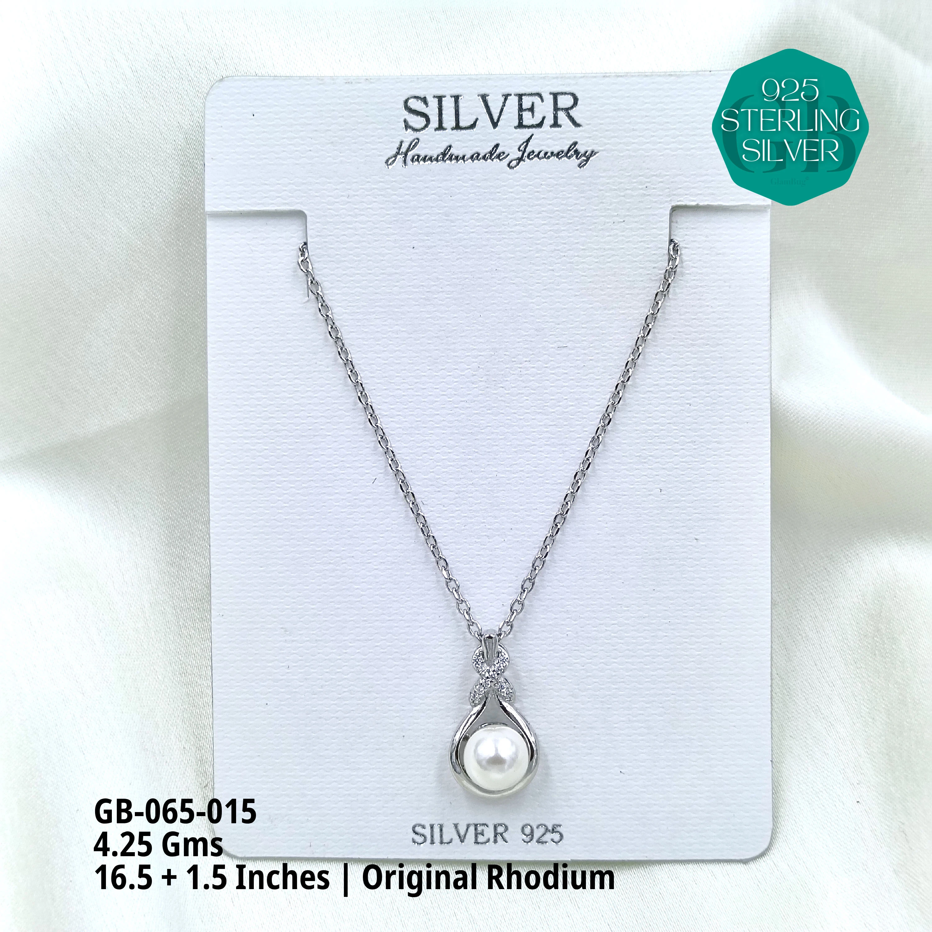 PREMIUM PEARLS + CZ DOKIYA CHAINS - Premium 925 Silver Jewellery - SKU: GB-065-015 - Hyderabad Silver Importers