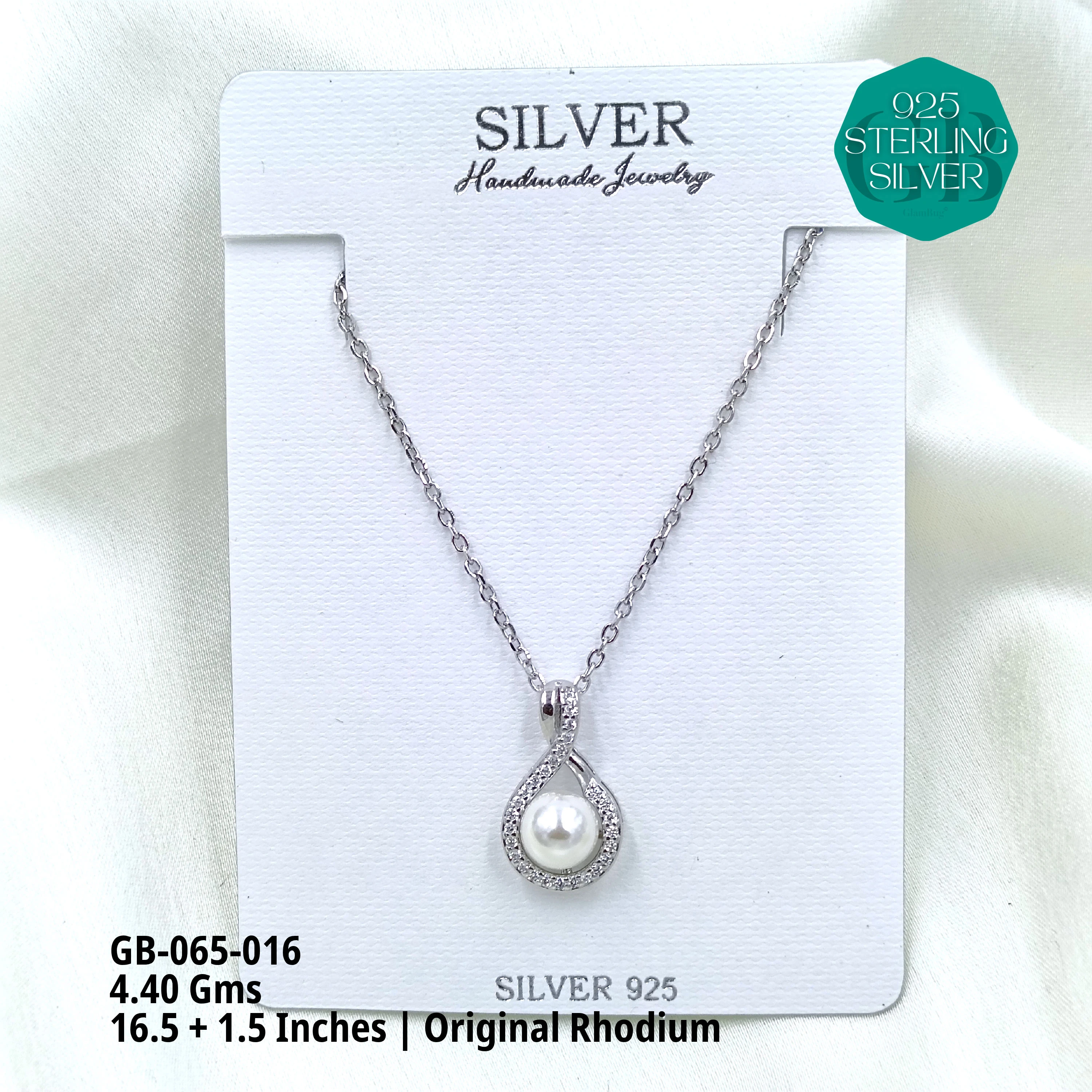PREMIUM PEARLS + CZ DOKIYA CHAINS - Premium 925 Silver Jewellery - SKU: GB-065-016 - Hyderabad Silver Importers