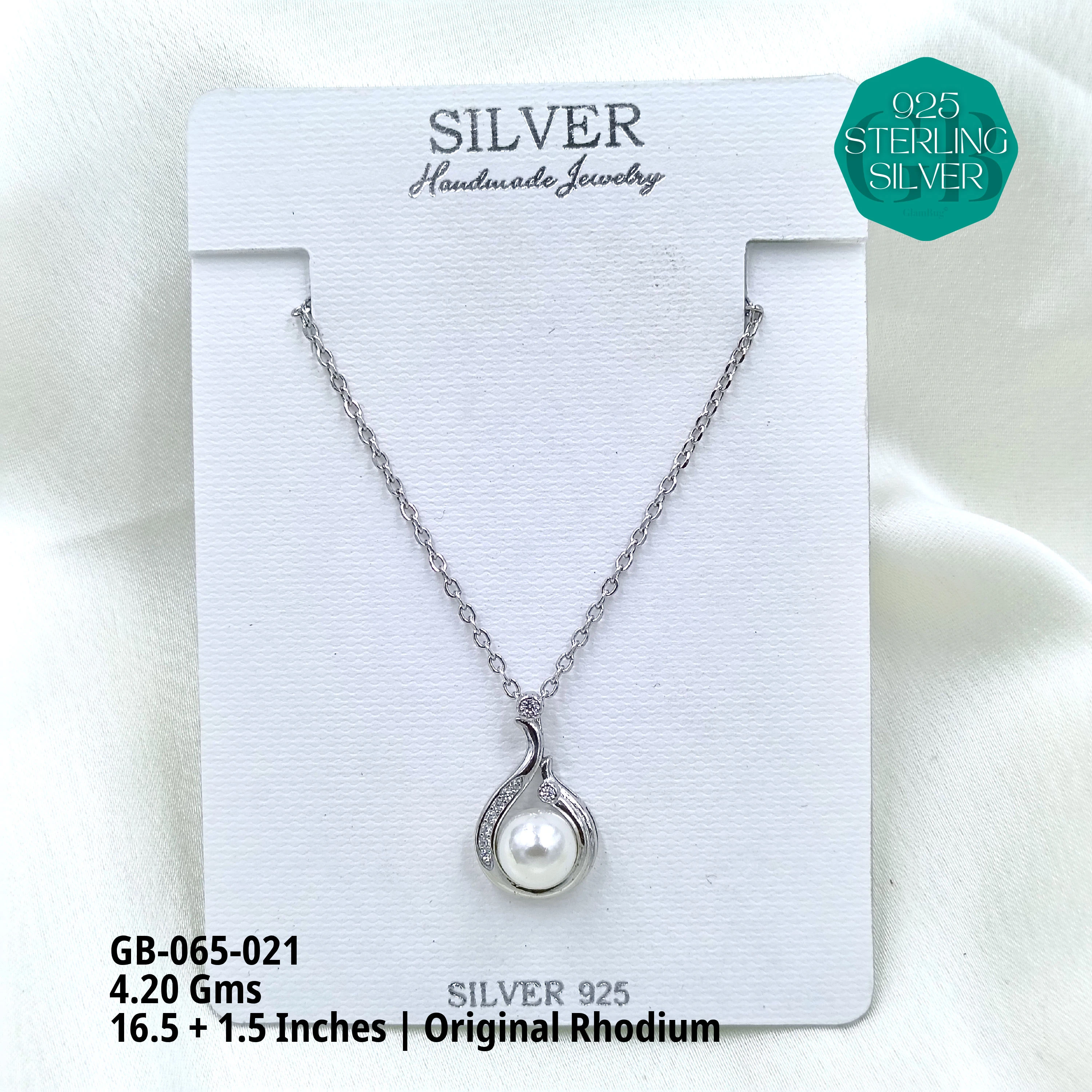 PREMIUM PEARLS + CZ DOKIYA CHAINS - Premium 925 Silver Jewellery - SKU: GB-065-021 - Hyderabad Silver Importers