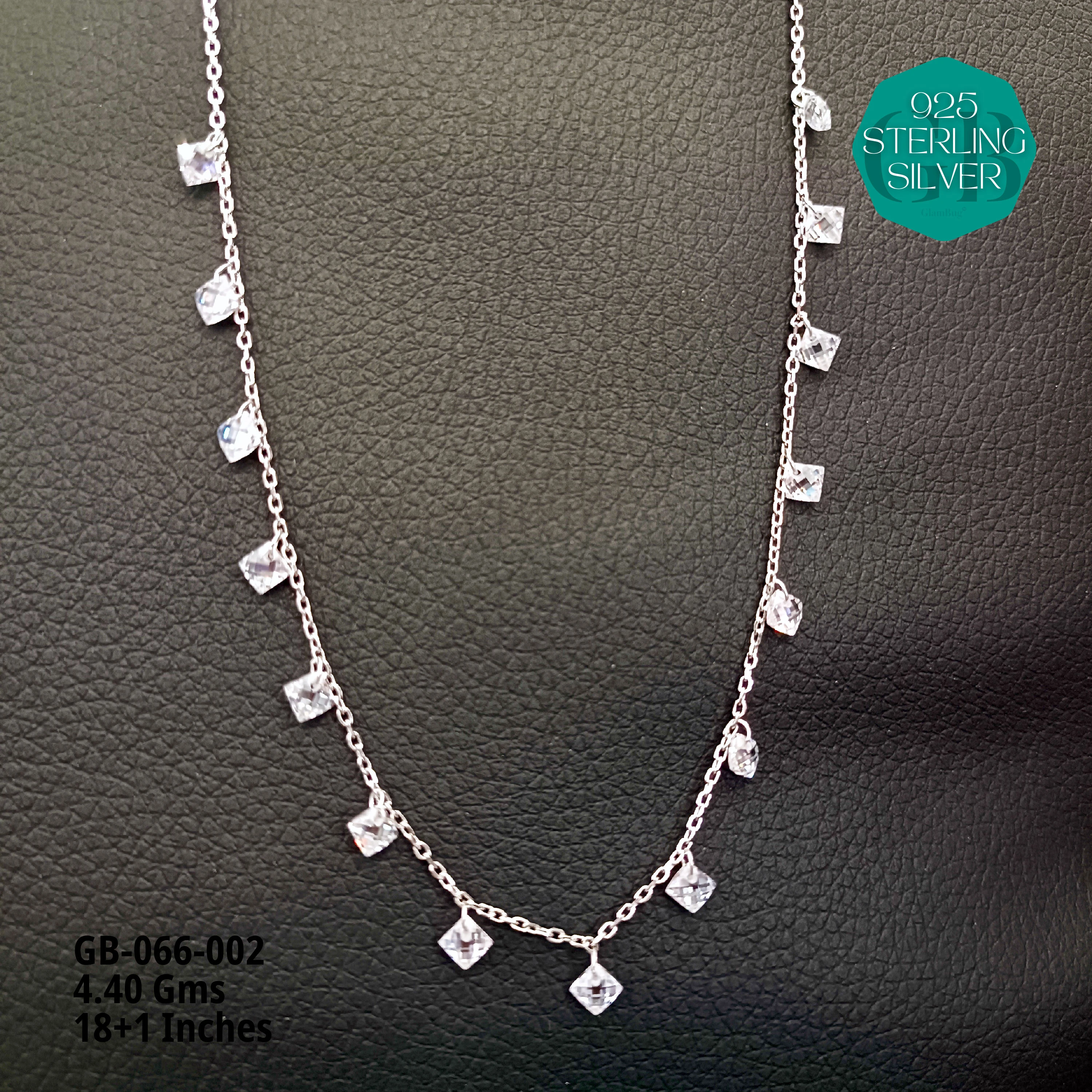 PREMIUM SWAROVSKI CHARMS CHAINS - Premium 925 Silver Jewellery - SKU: GB-066-002 - Hyderabad Silver Importers