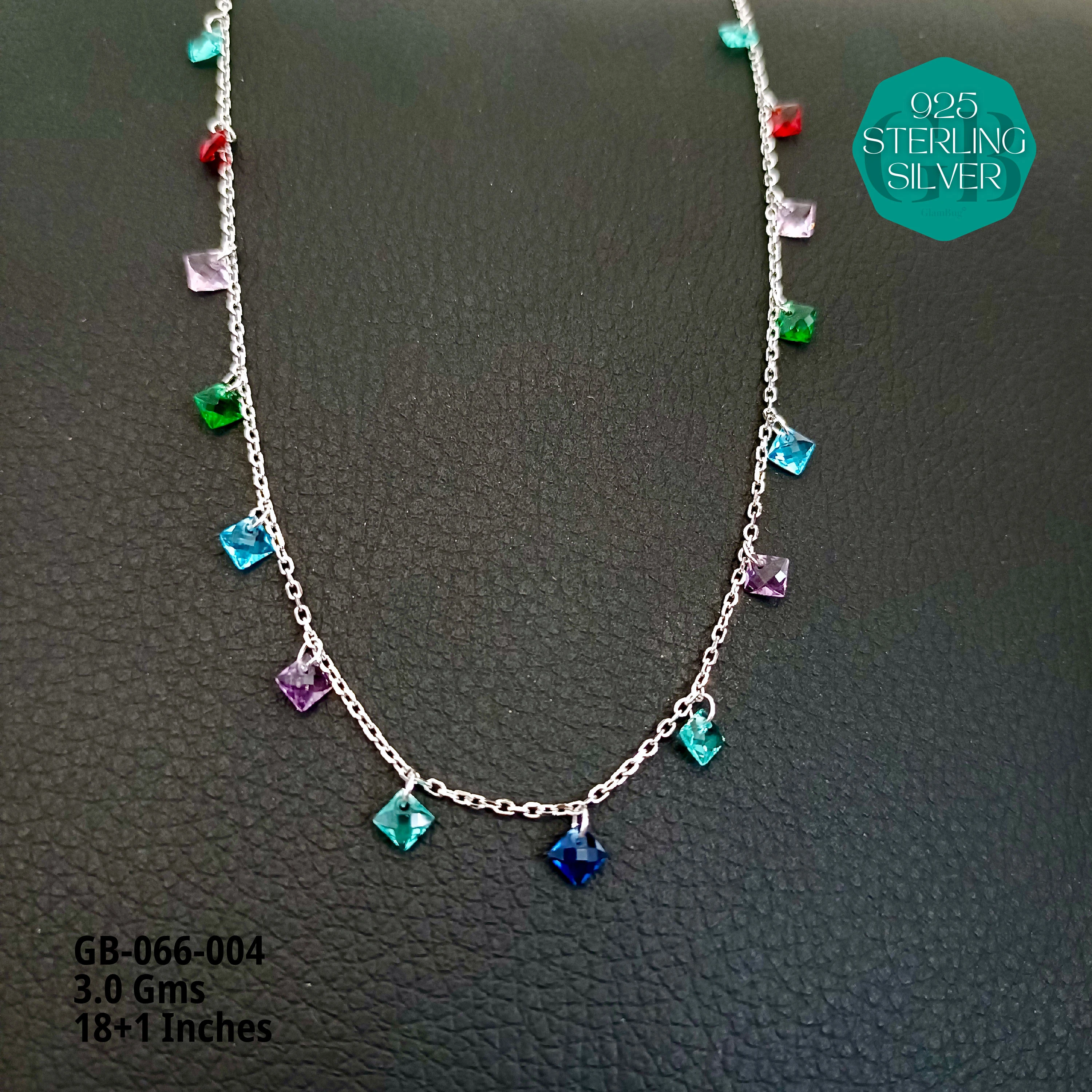 PREMIUM SWAROVSKI CHARMS CHAINS - Premium 925 Silver Jewellery - SKU: GB-066-004 - Hyderabad Silver Importers