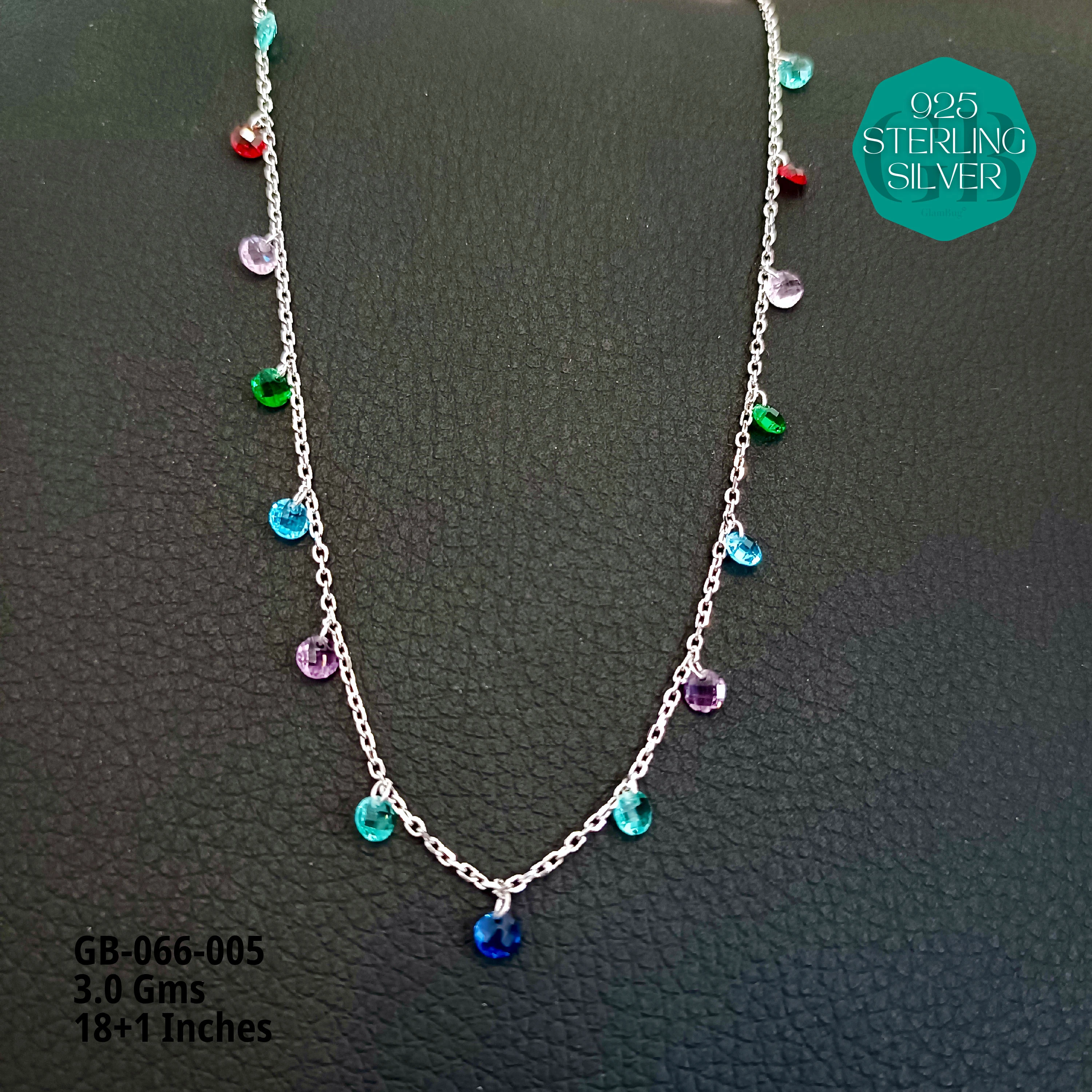 PREMIUM SWAROVSKI CHARMS CHAINS - Premium 925 Silver Jewellery - SKU: GB-066-005 - Hyderabad Silver Importers