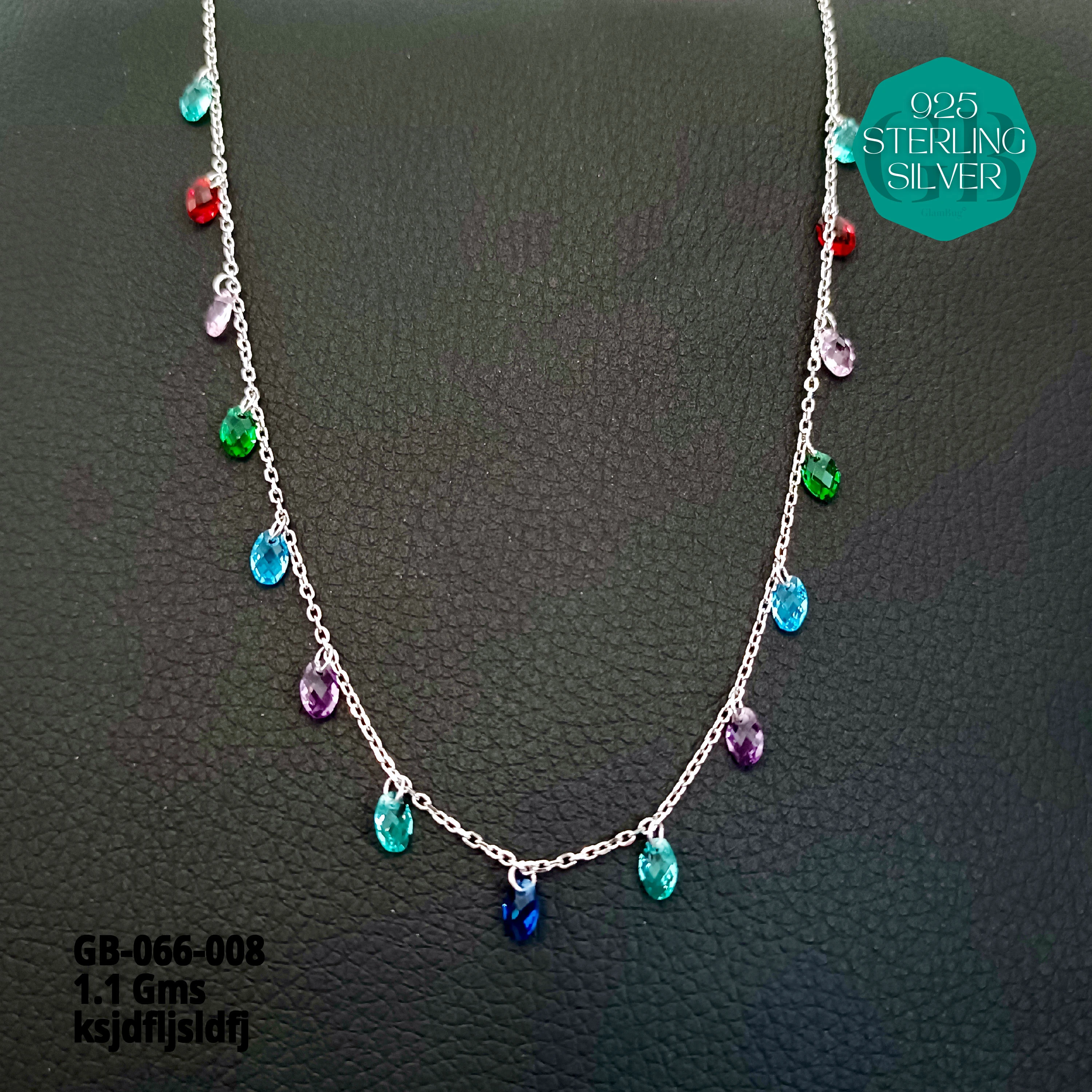 PREMIUM SWAROVSKI CHARMS CHAINS - Premium 925 Silver Jewellery - SKU: GB-066-008 - Hyderabad Silver Importers