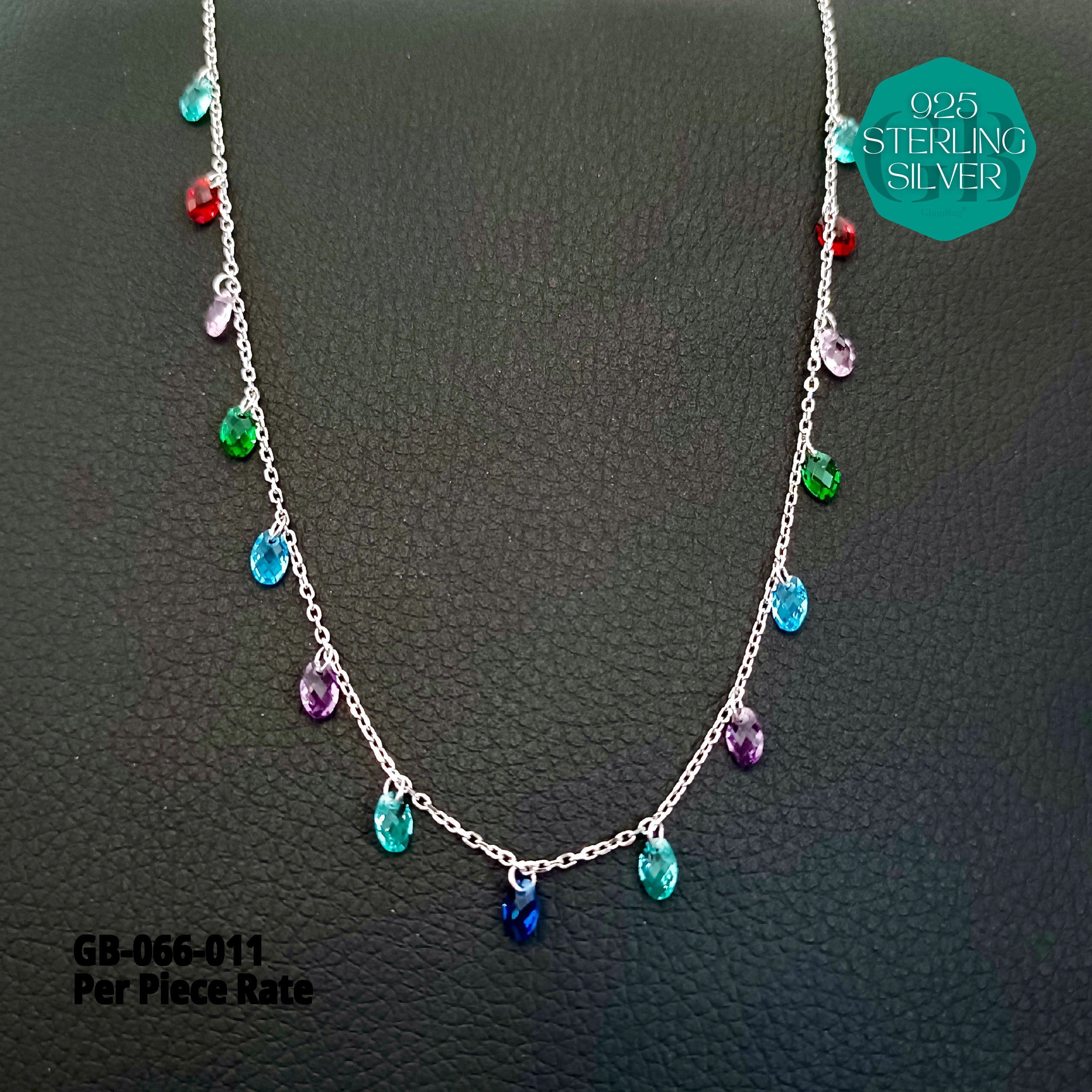 PREMIUM SWAROVSKI CHARMS CHAINS - Premium 925 Silver Jewellery - SKU: GB-066-011 - Hyderabad Silver Importers