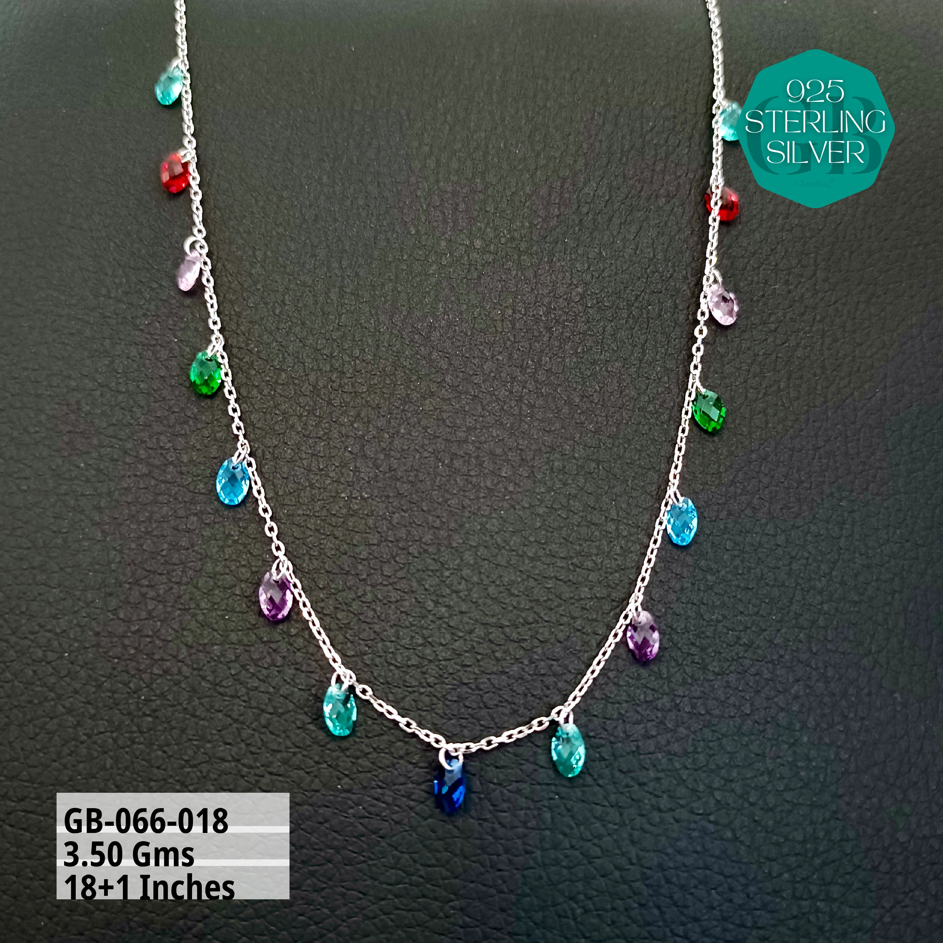 PREMIUM SWAROVSKI CHARMS CHAINS - Premium 925 Silver Jewellery - SKU: GB-066-018 - Hyderabad Silver Importers