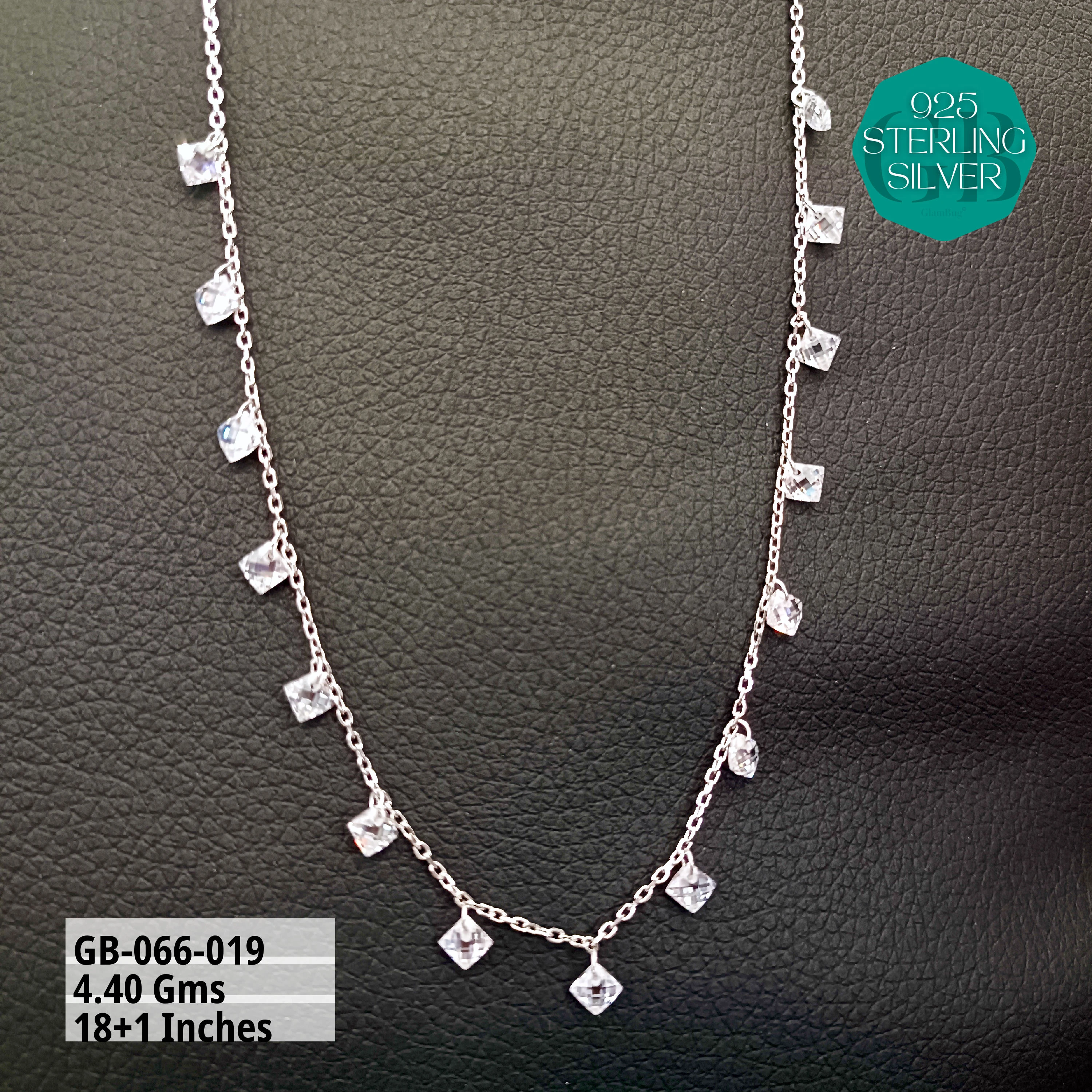 PREMIUM SWAROVSKI CHARMS CHAINS - Premium 925 Silver Jewellery - SKU: GB-066-019 - Hyderabad Silver Importers