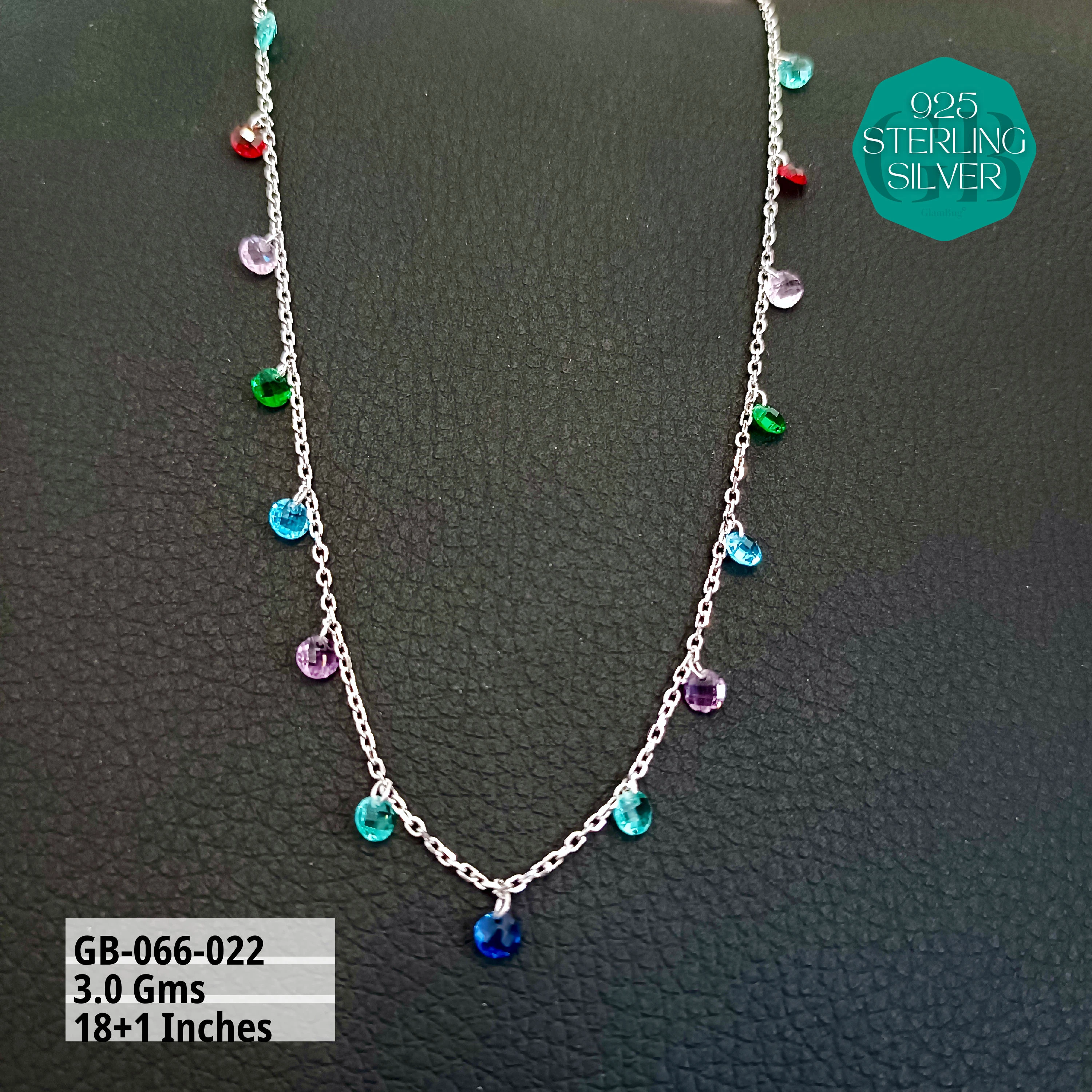 PREMIUM SWAROVSKI CHARMS CHAINS - Premium 925 Silver Jewellery - SKU: GB-066-022 - Hyderabad Silver Importers