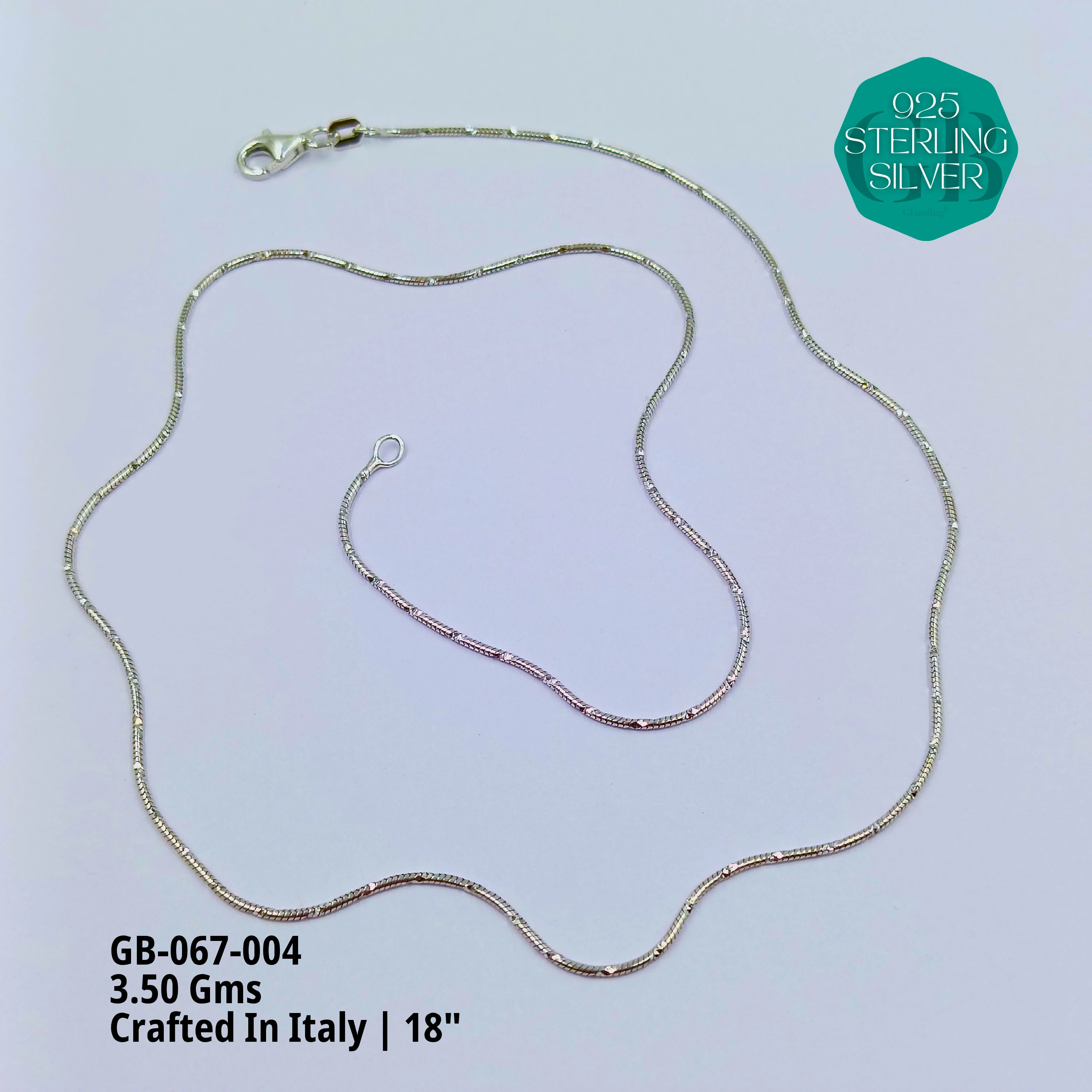 ITALIAN SINGLE CHAINS - Premium 925 Silver Jewellery - SKU: GB-067-004 - Hyderabad Silver Importers