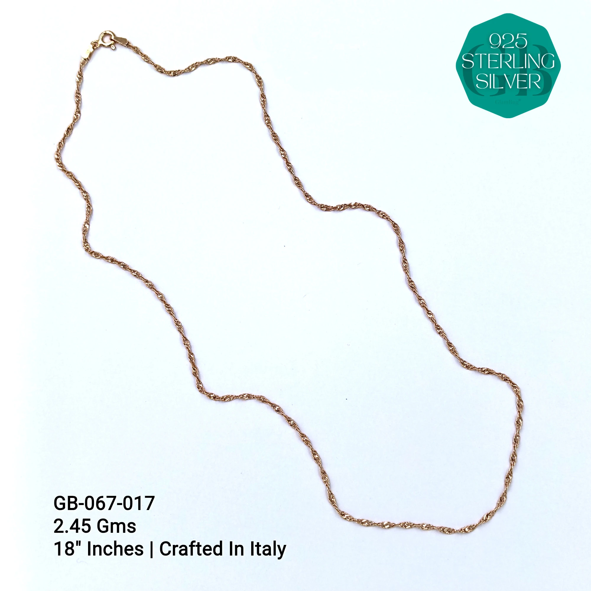 ITALIAN SINGLE CHAINS - Premium 925 Silver Jewellery - SKU: GB-067-017 - Hyderabad Silver Importers