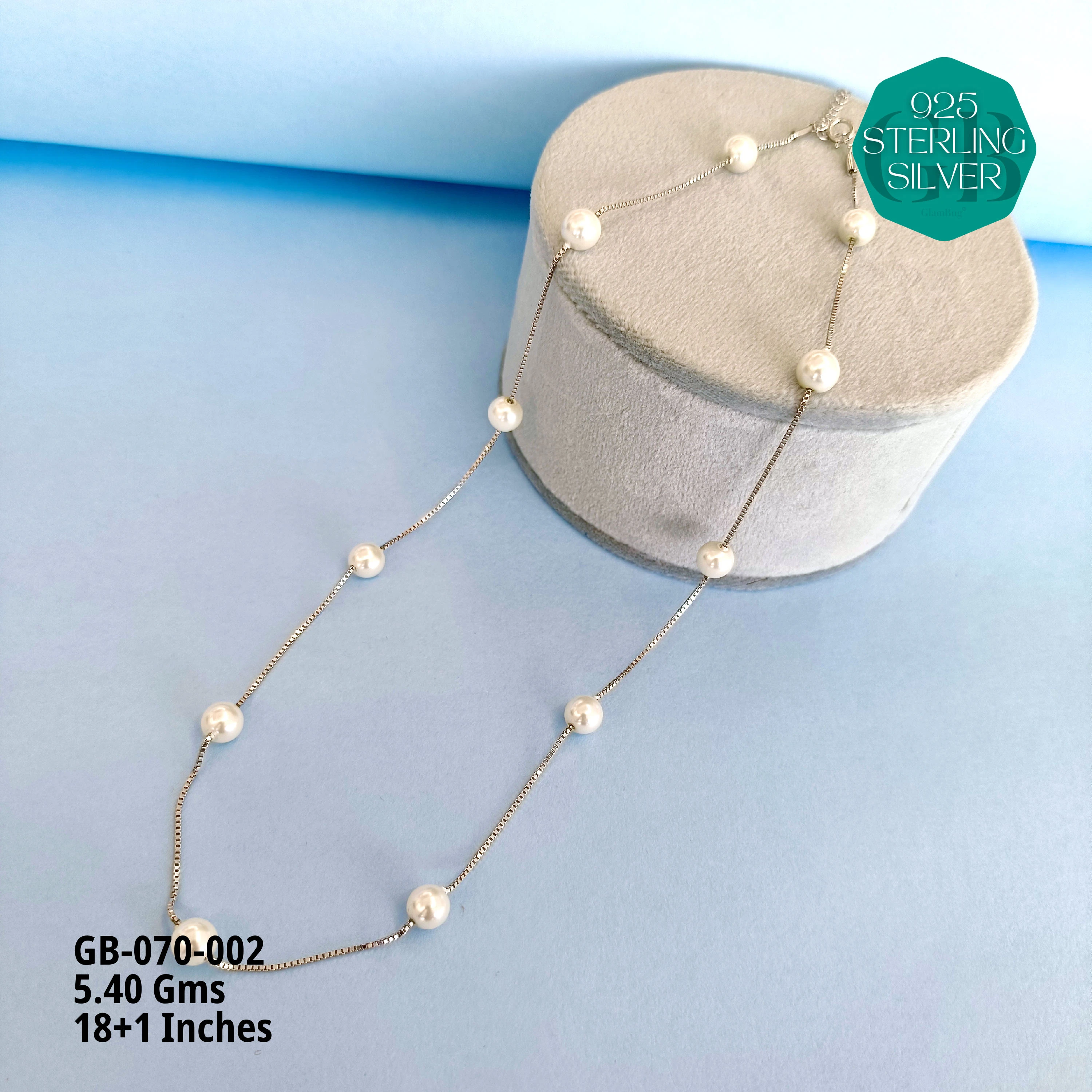 SWAROVSKI PEARL CHAINS - Premium 925 Silver Jewellery - SKU: GB-070-002 - Hyderabad Silver Importers