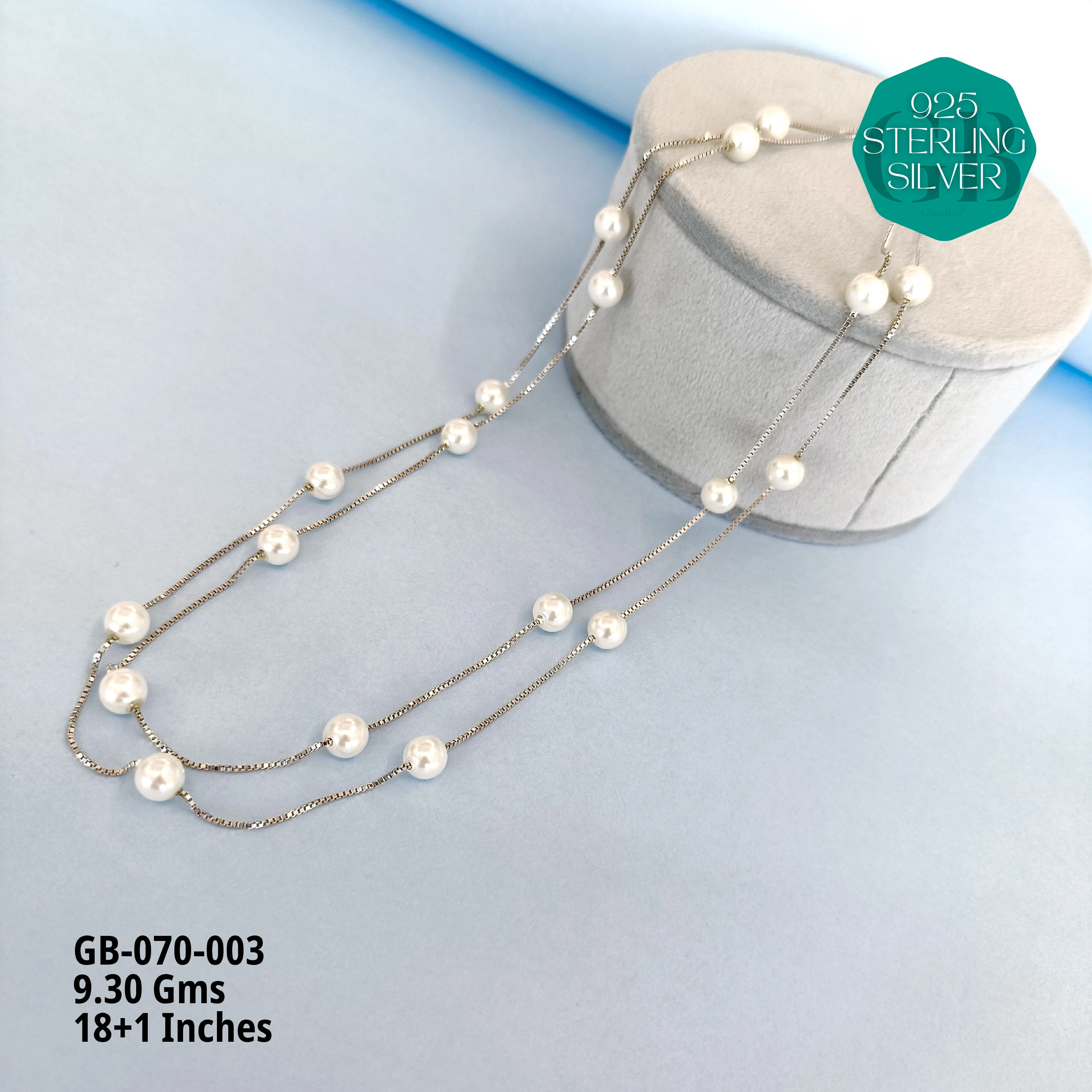SWAROVSKI PEARL CHAINS - Premium 925 Silver Jewellery - SKU: GB-070-003 - Hyderabad Silver Importers