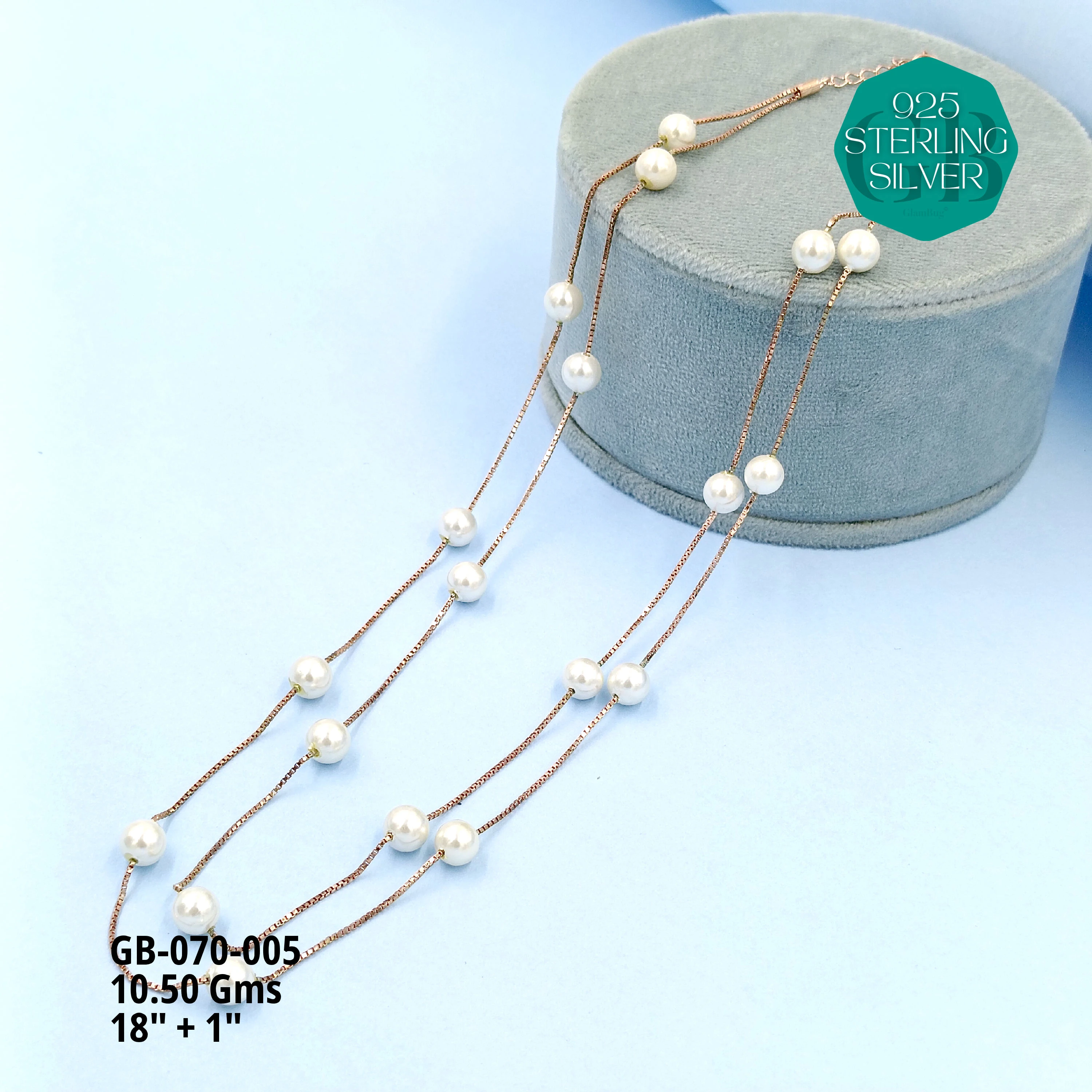 SWAROVSKI PEARL CHAINS - Premium 925 Silver Jewellery - SKU: GB-070-005 - Hyderabad Silver Importers