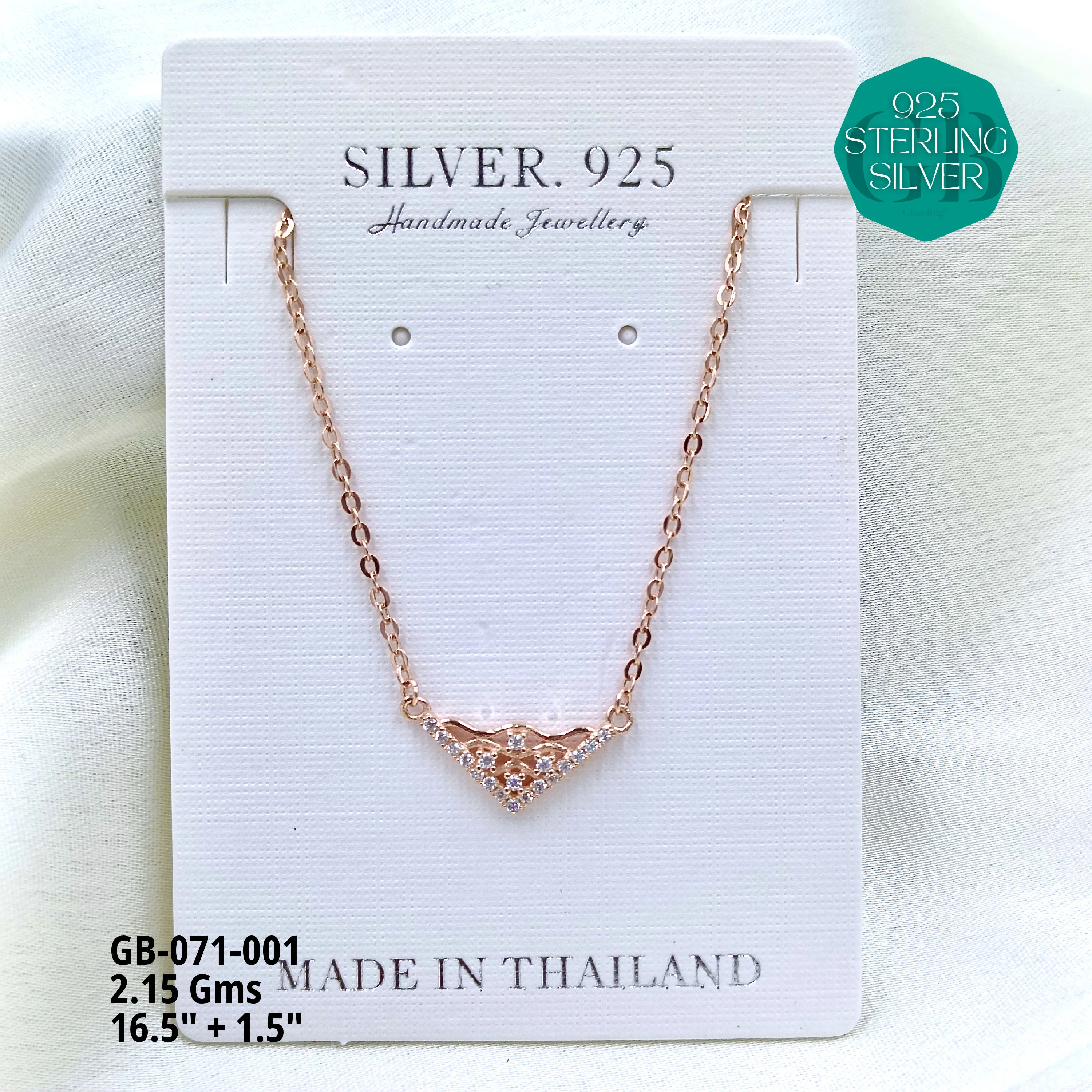 LIGHT WEIGHT PENDANT CHAIN - Premium 925 Silver Jewellery - SKU: GB-071-001 - Hyderabad Silver Importers
