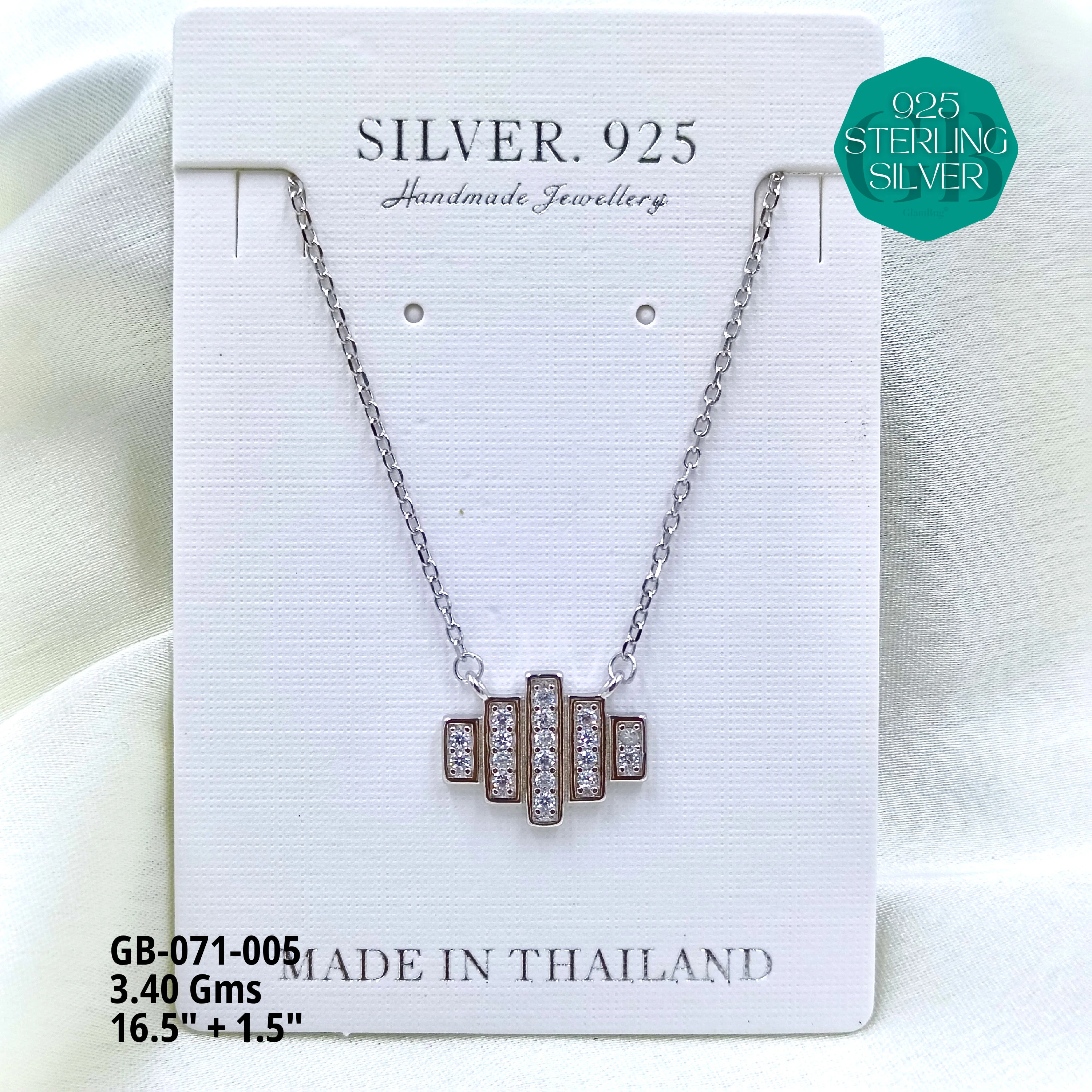 LIGHT WEIGHT PENDANT CHAIN - Premium 925 Silver Jewellery - SKU: GB-071-005 - Hyderabad Silver Importers