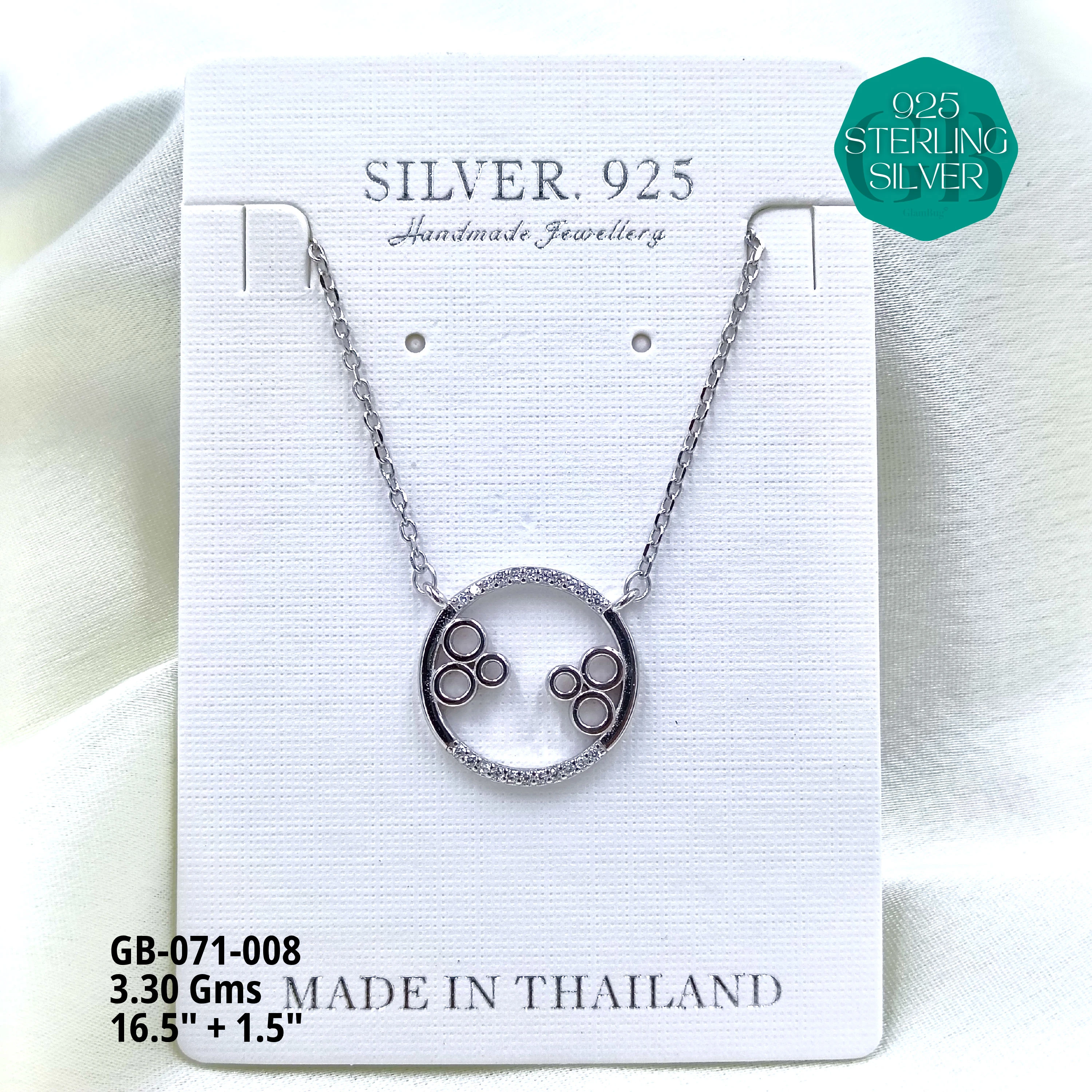 LIGHT WEIGHT PENDANT CHAIN - Premium 925 Silver Jewellery - SKU: GB-071-008 - Hyderabad Silver Importers