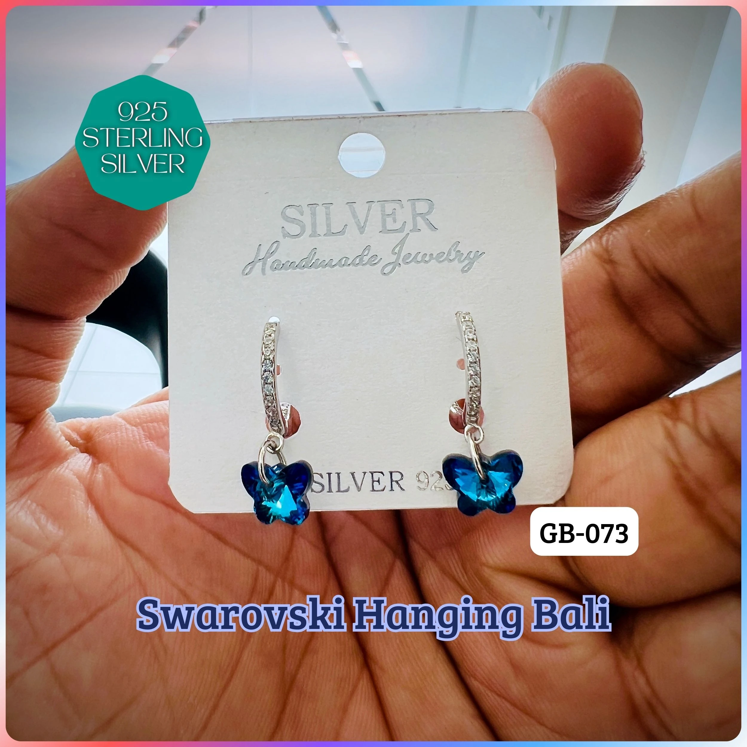 SOUTH SCREW COLOUR SOLITAIRE - Premium 925 Silver Jewellery - SKU: GB-073-016 - Hyderabad Silver Importers