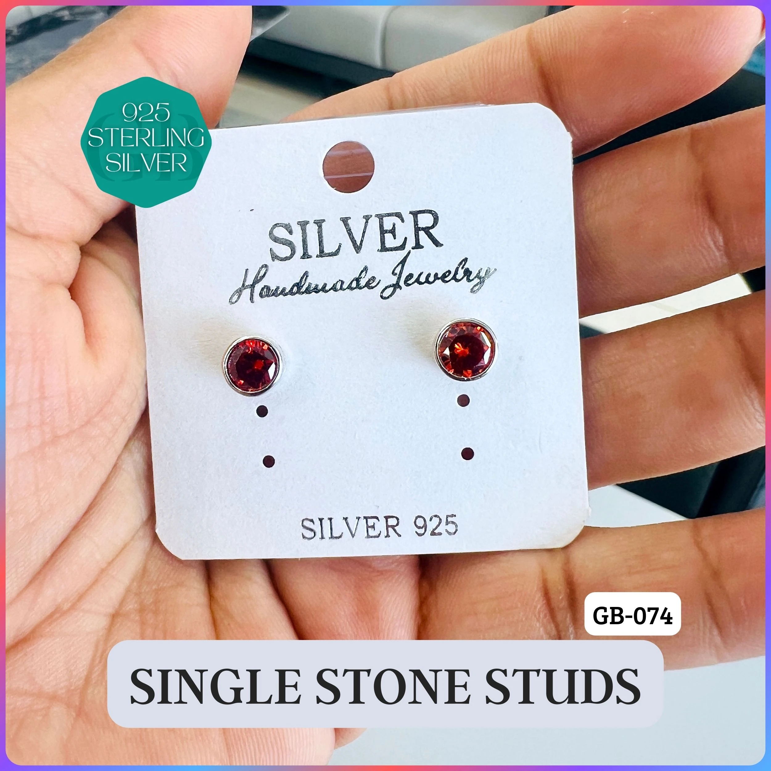 CZ SINGLE STONE TOPS - Premium 925 Silver Jewellery - SKU: GB-074-002 - Hyderabad Silver Importers