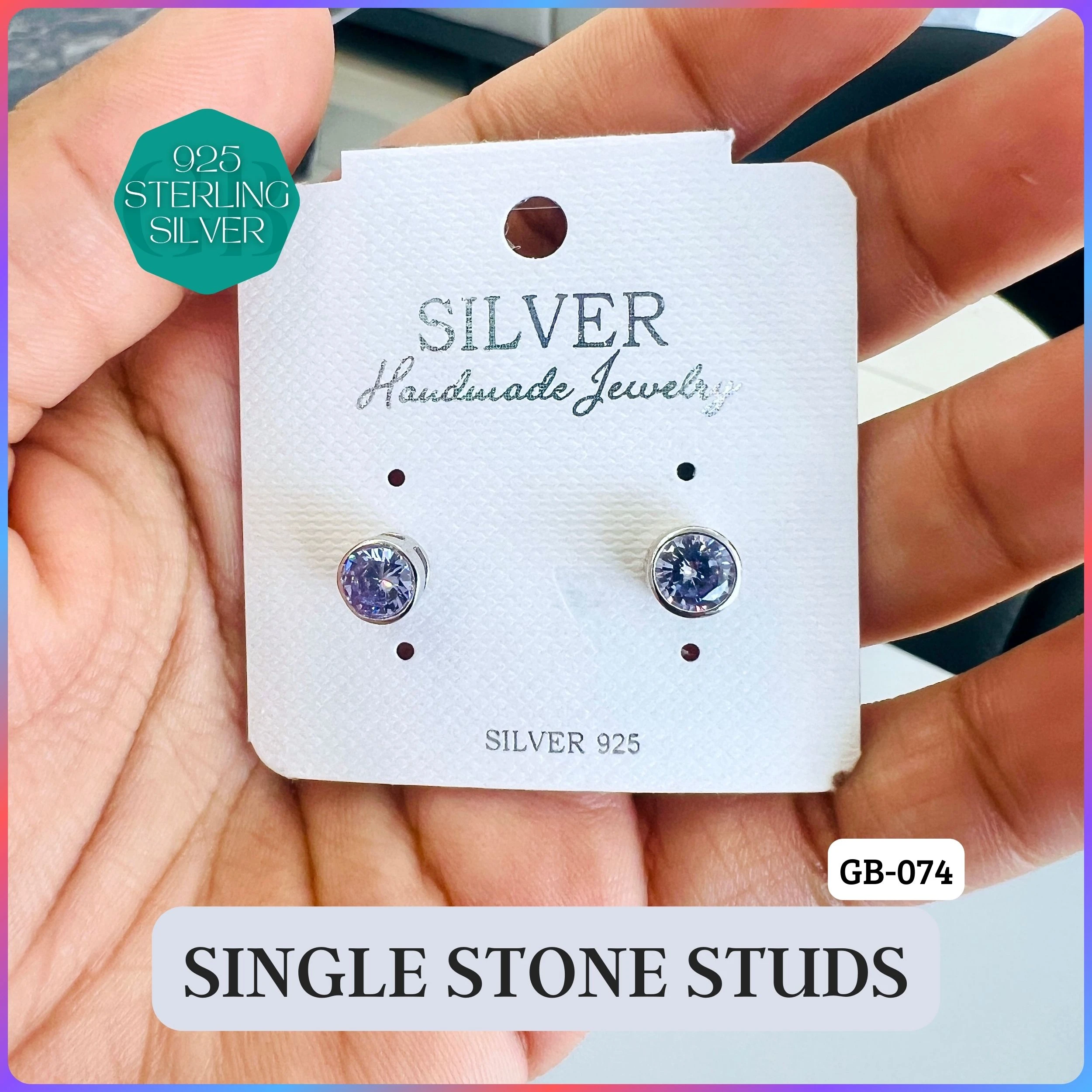 CZ SINGLE STONE TOPS - Premium 925 Silver Jewellery - SKU: GB-074-003 - Hyderabad Silver Importers