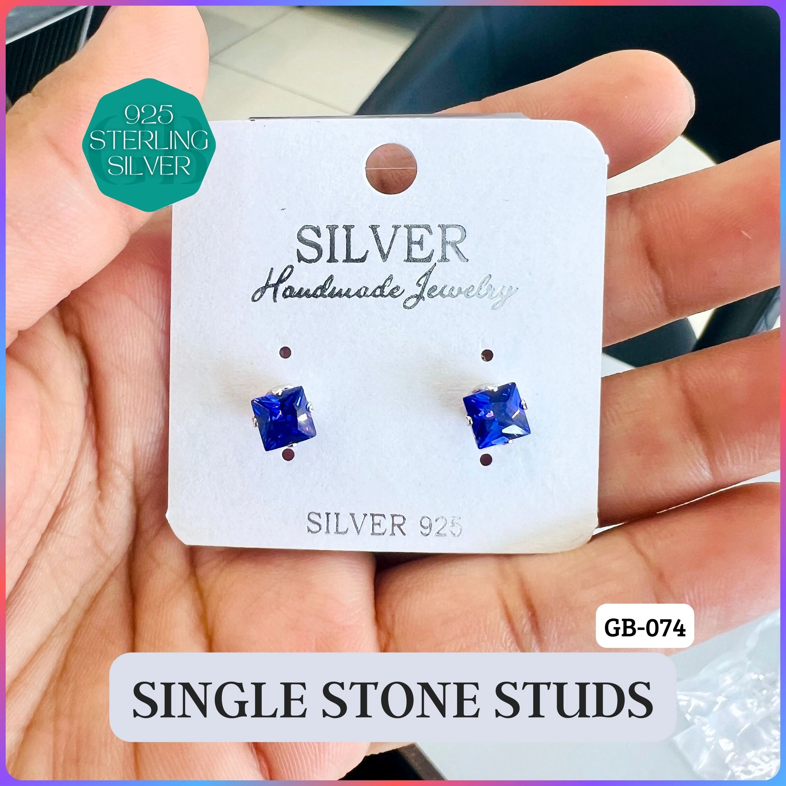 CZ SINGLE STONE TOPS - Premium 925 Silver Jewellery - SKU: GB-074-010 - Hyderabad Silver Importers