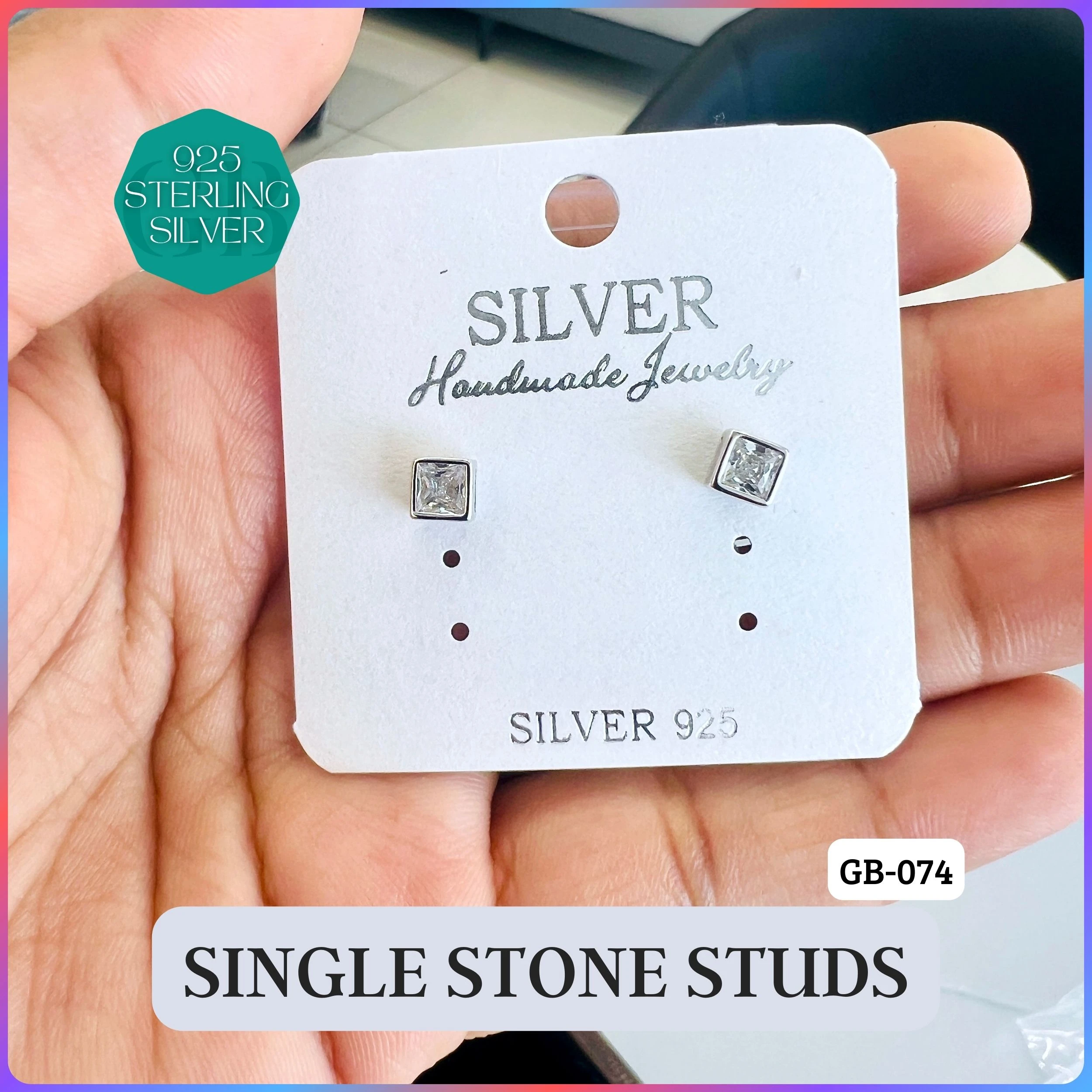 CZ SINGLE STONE TOPS - Premium 925 Silver Jewellery - SKU: GB-074-011 - Hyderabad Silver Importers