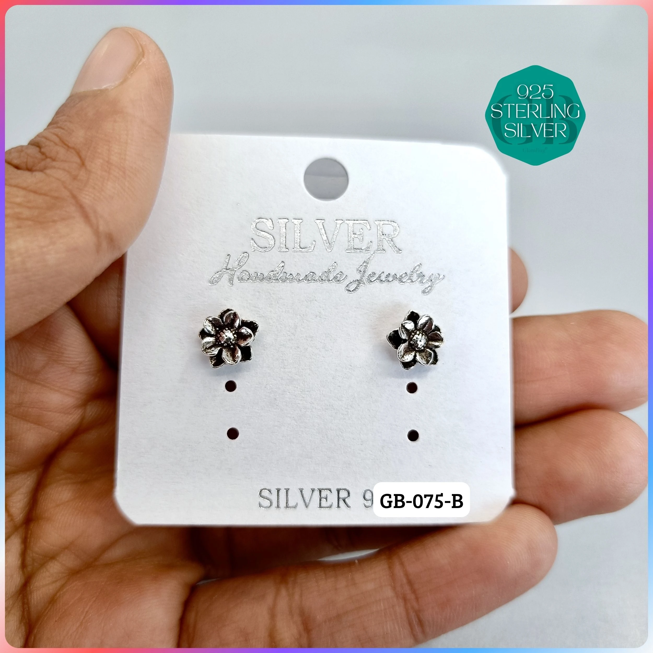 ZIRCON FANCY BALI - Premium 925 Silver Jewellery - SKU: GB-075-002 - Hyderabad Silver Importers