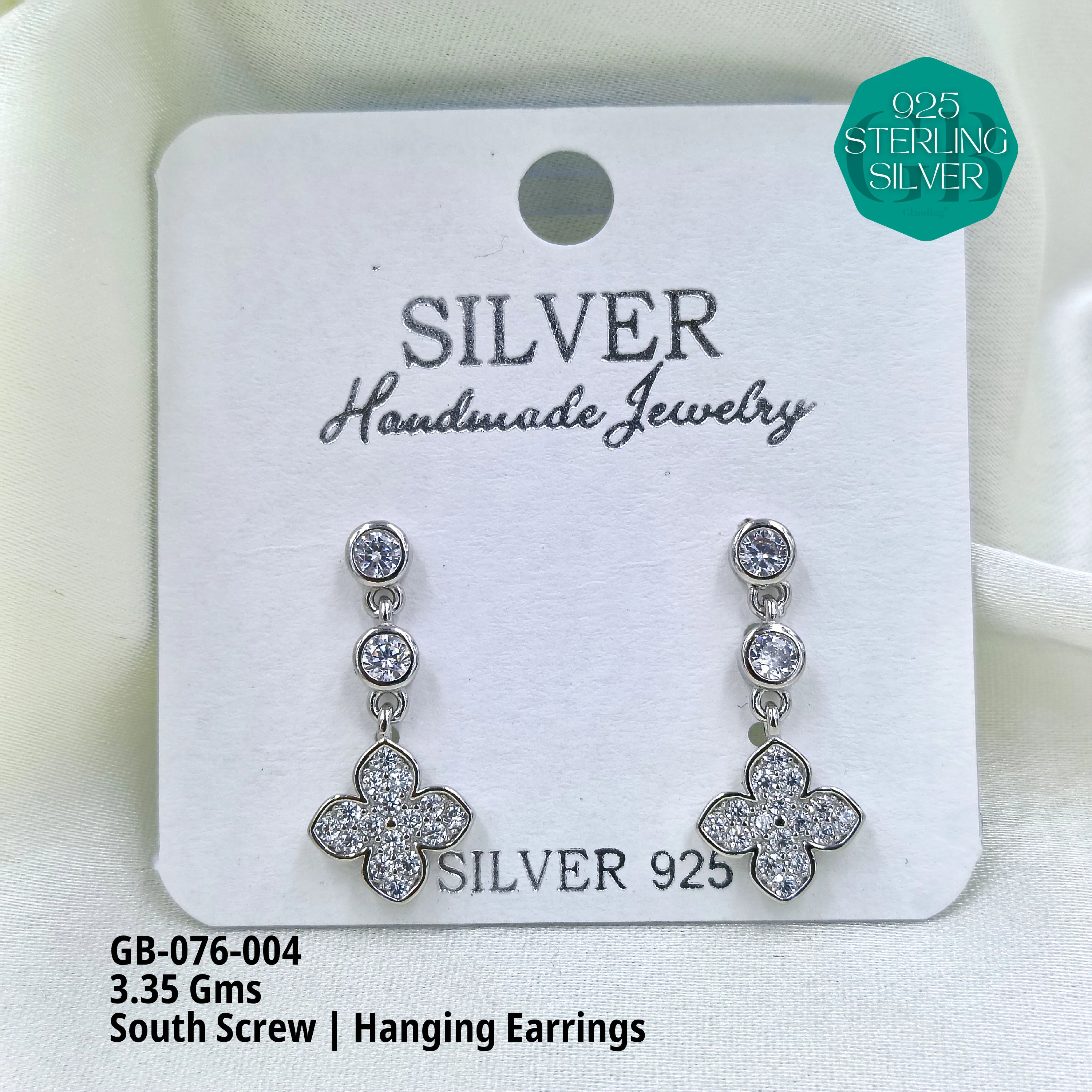SOUTH SCREW HANGING - Premium 925 Silver Jewellery - SKU: GB-076-004 - Hyderabad Silver Importers