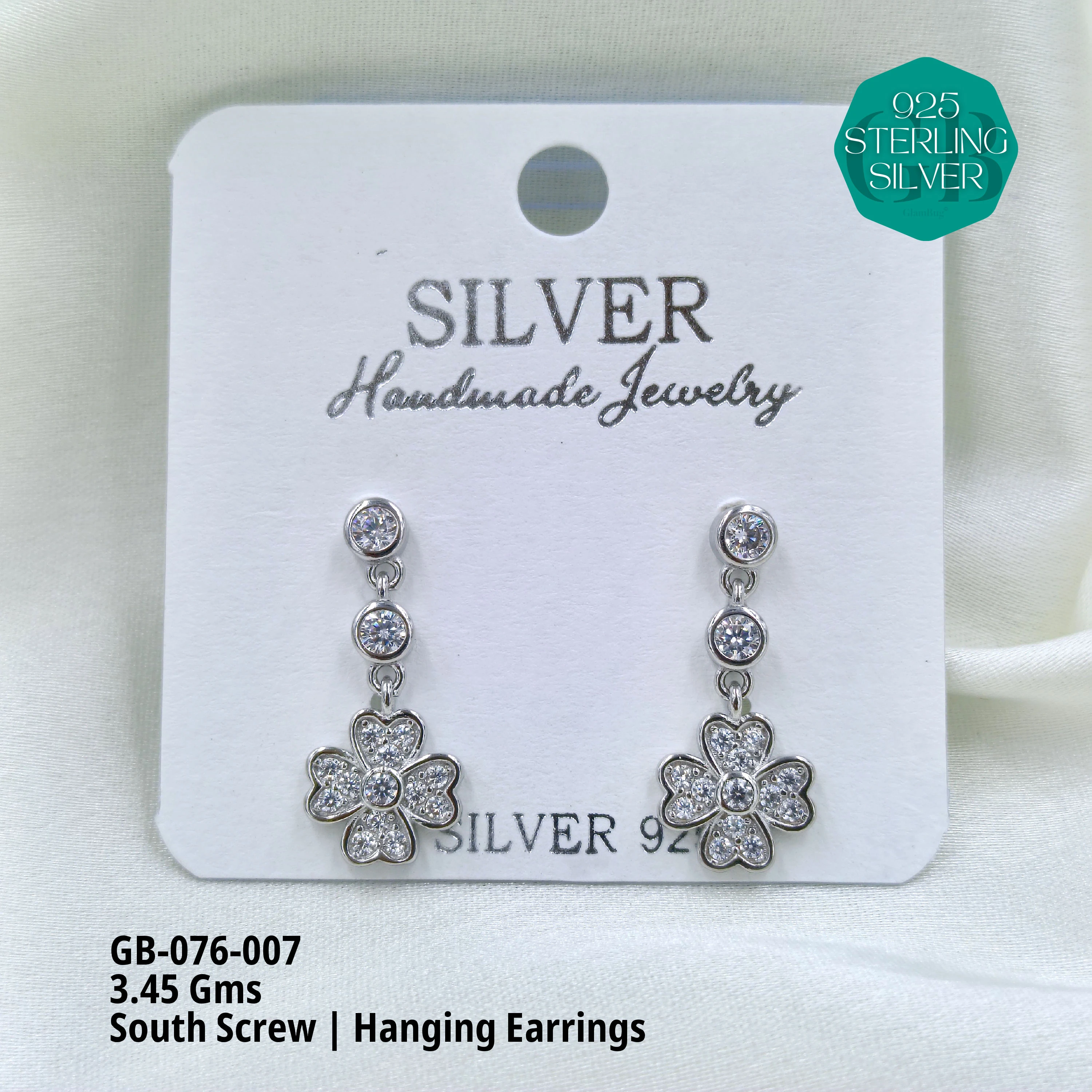 SOUTH SCREW HANGING - Premium 925 Silver Jewellery - SKU: GB-076-007 - Hyderabad Silver Importers