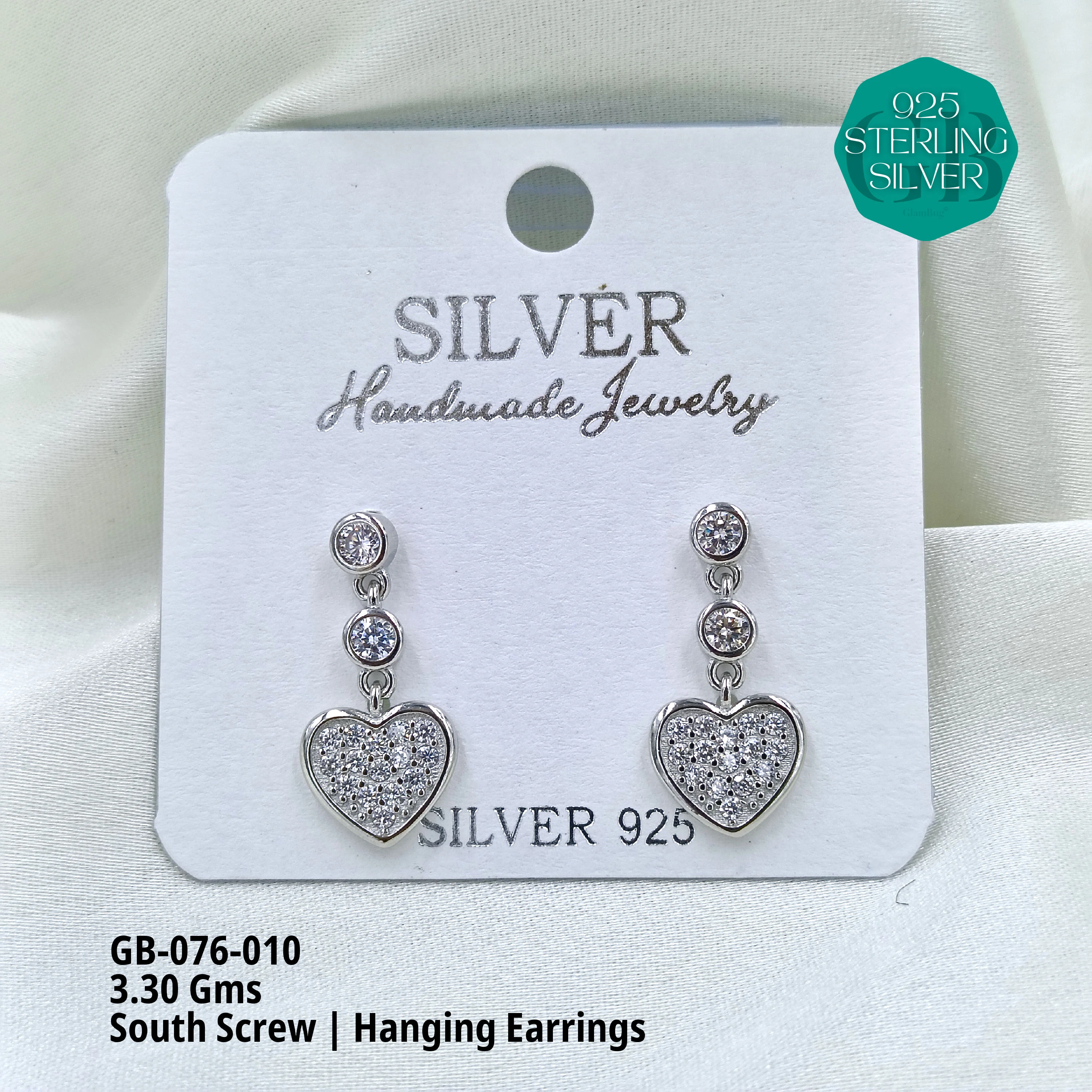 SOUTH SCREW HANGING - Premium 925 Silver Jewellery - SKU: GB-076-010 - Hyderabad Silver Importers