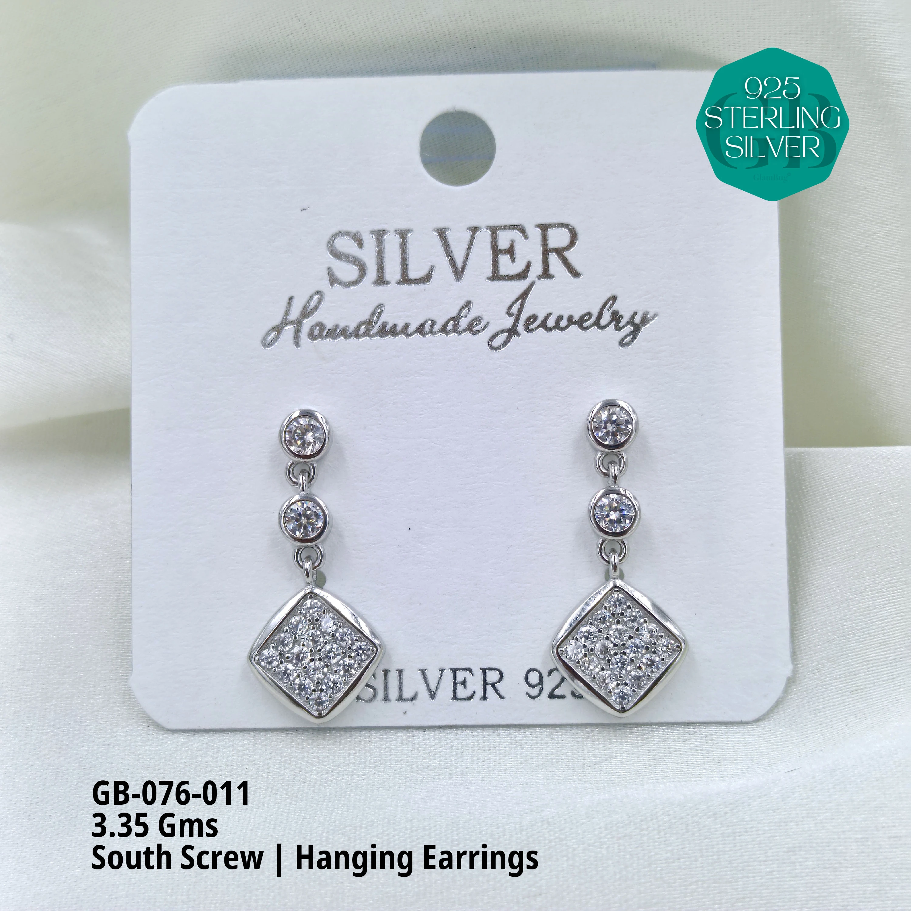 SOUTH SCREW HANGING - Premium 925 Silver Jewellery - SKU: GB-076-011 - Hyderabad Silver Importers