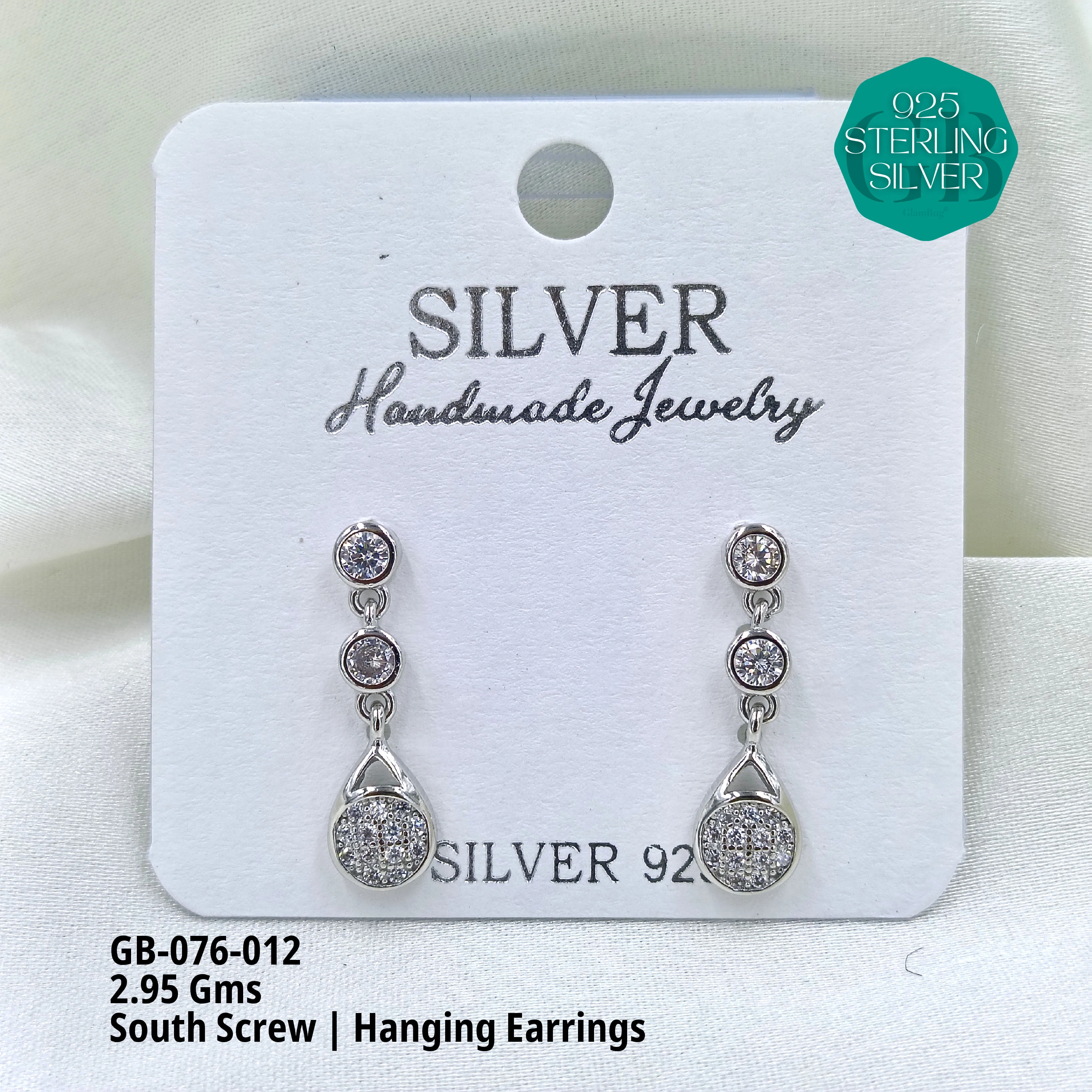 SOUTH SCREW HANGING - Premium 925 Silver Jewellery - SKU: GB-076-012 - Hyderabad Silver Importers