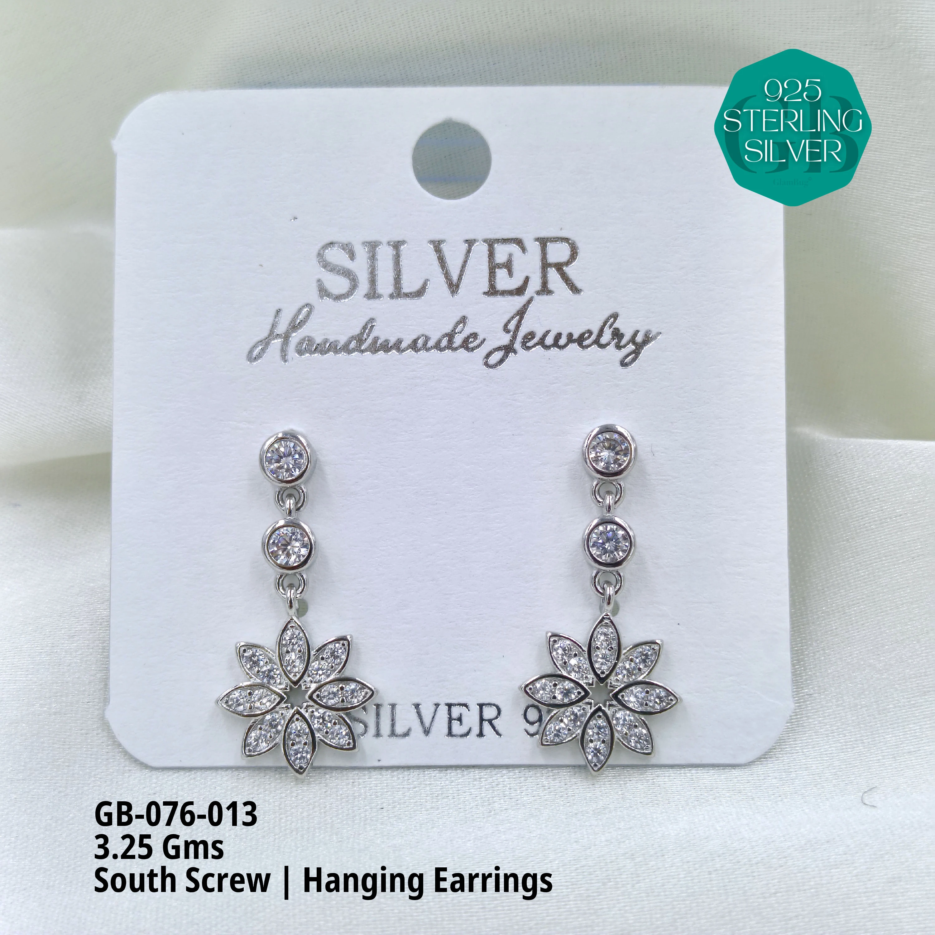 SOUTH SCREW HANGING - Premium 925 Silver Jewellery - SKU: GB-076-013 - Hyderabad Silver Importers