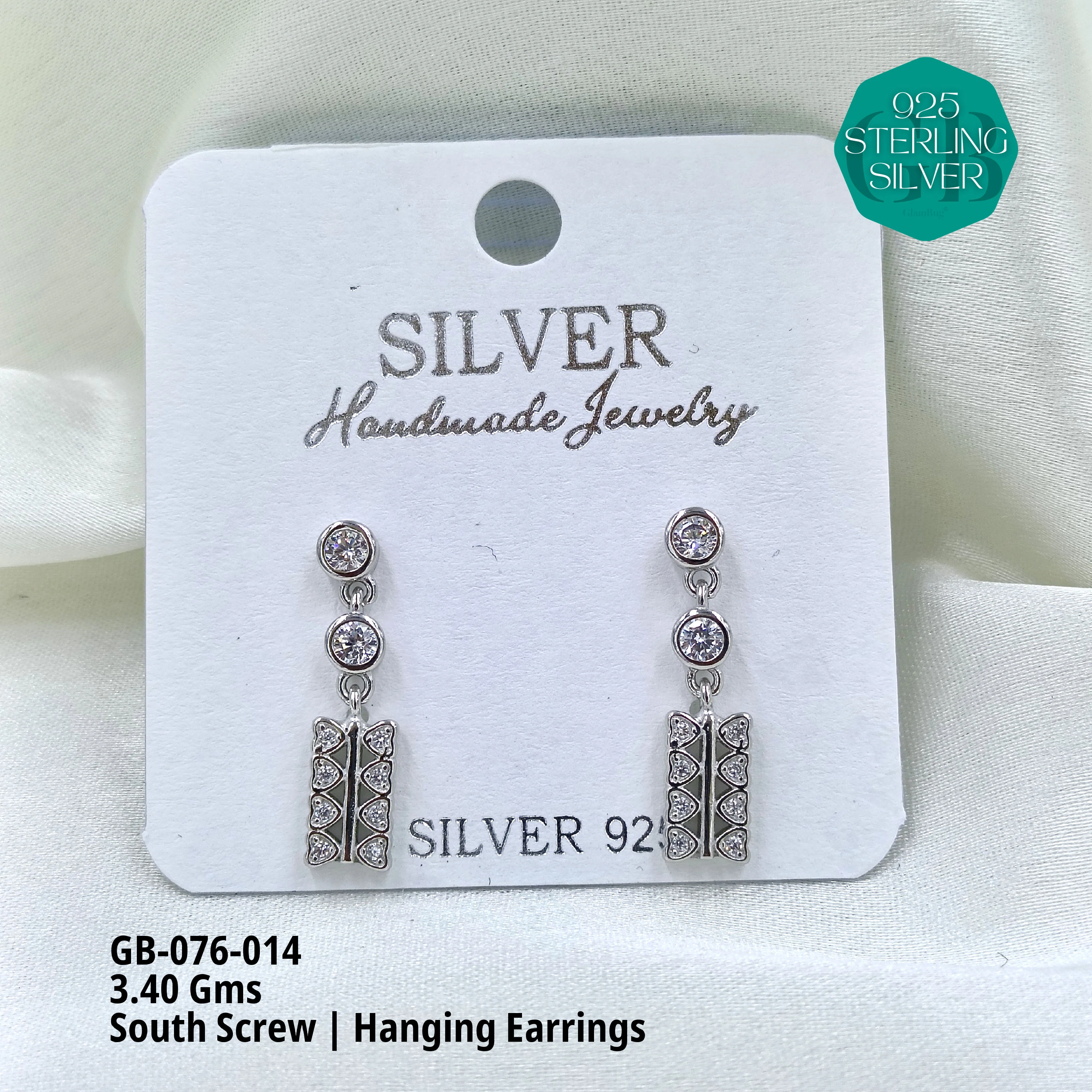 SOUTH SCREW HANGING - Premium 925 Silver Jewellery - SKU: GB-076-014 - Hyderabad Silver Importers