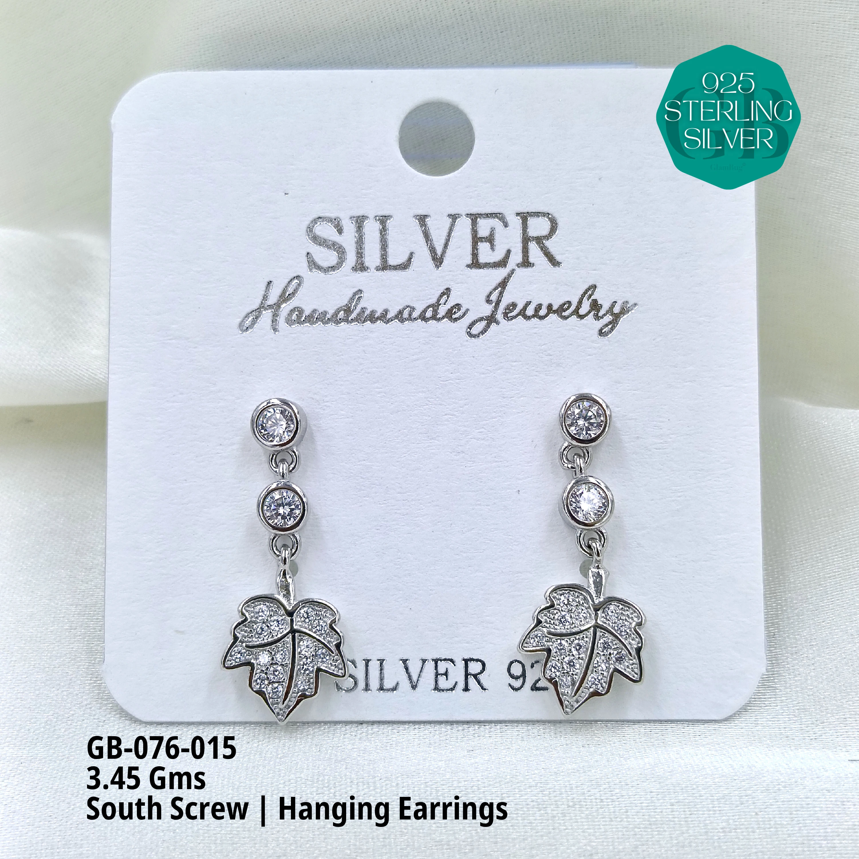 SOUTH SCREW HANGING - Premium 925 Silver Jewellery - SKU: GB-076-015 - Hyderabad Silver Importers