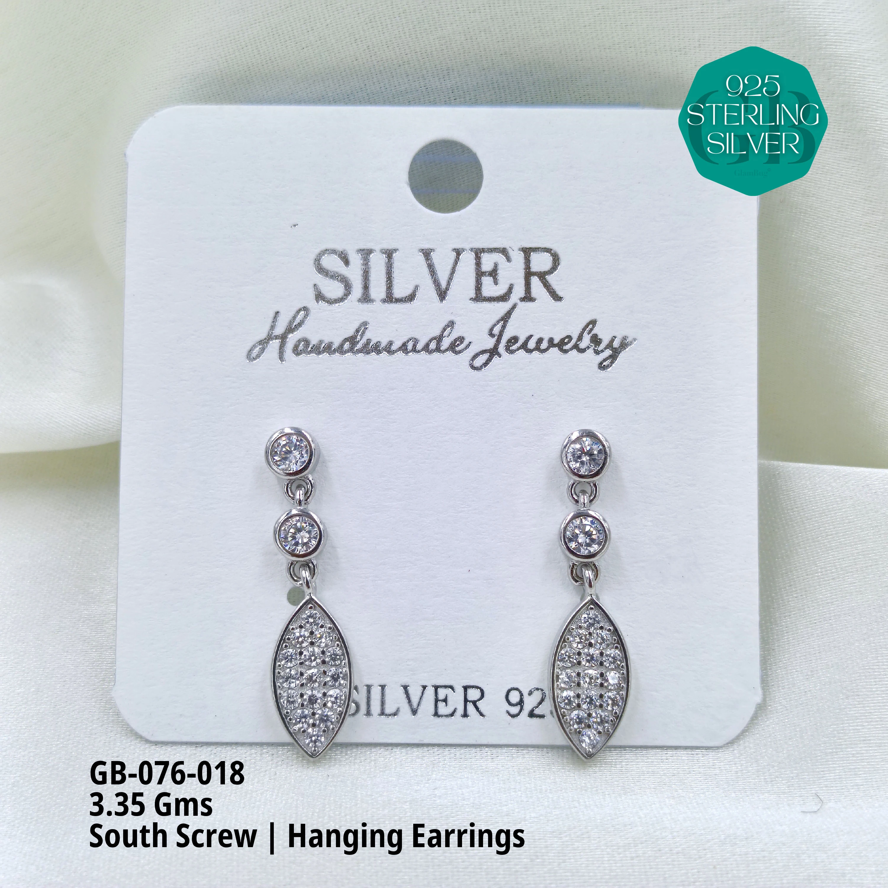SOUTH SCREW HANGING - Premium 925 Silver Jewellery - SKU: GB-076-018 - Hyderabad Silver Importers