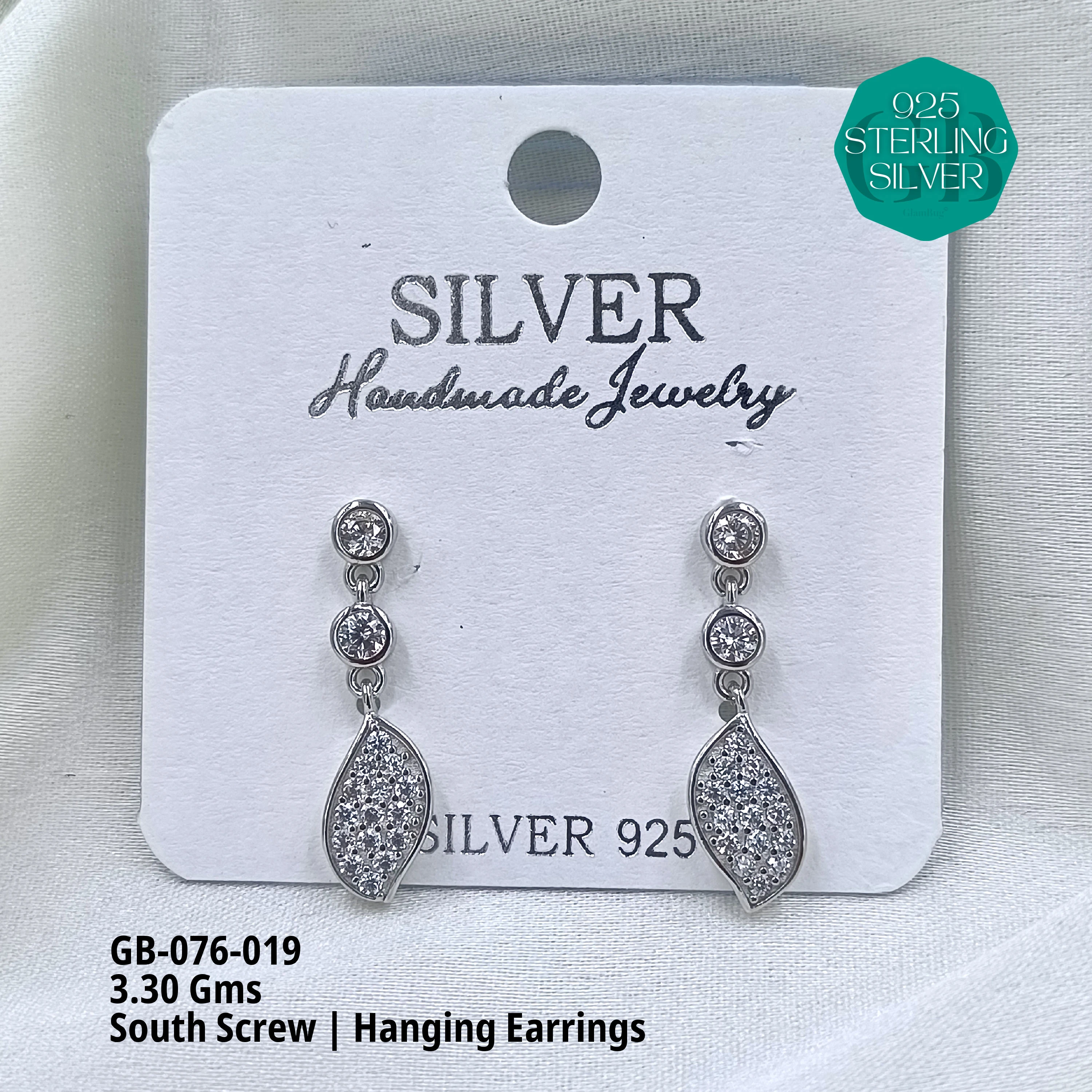 SOUTH SCREW HANGING - Premium 925 Silver Jewellery - SKU: GB-076-019 - Hyderabad Silver Importers