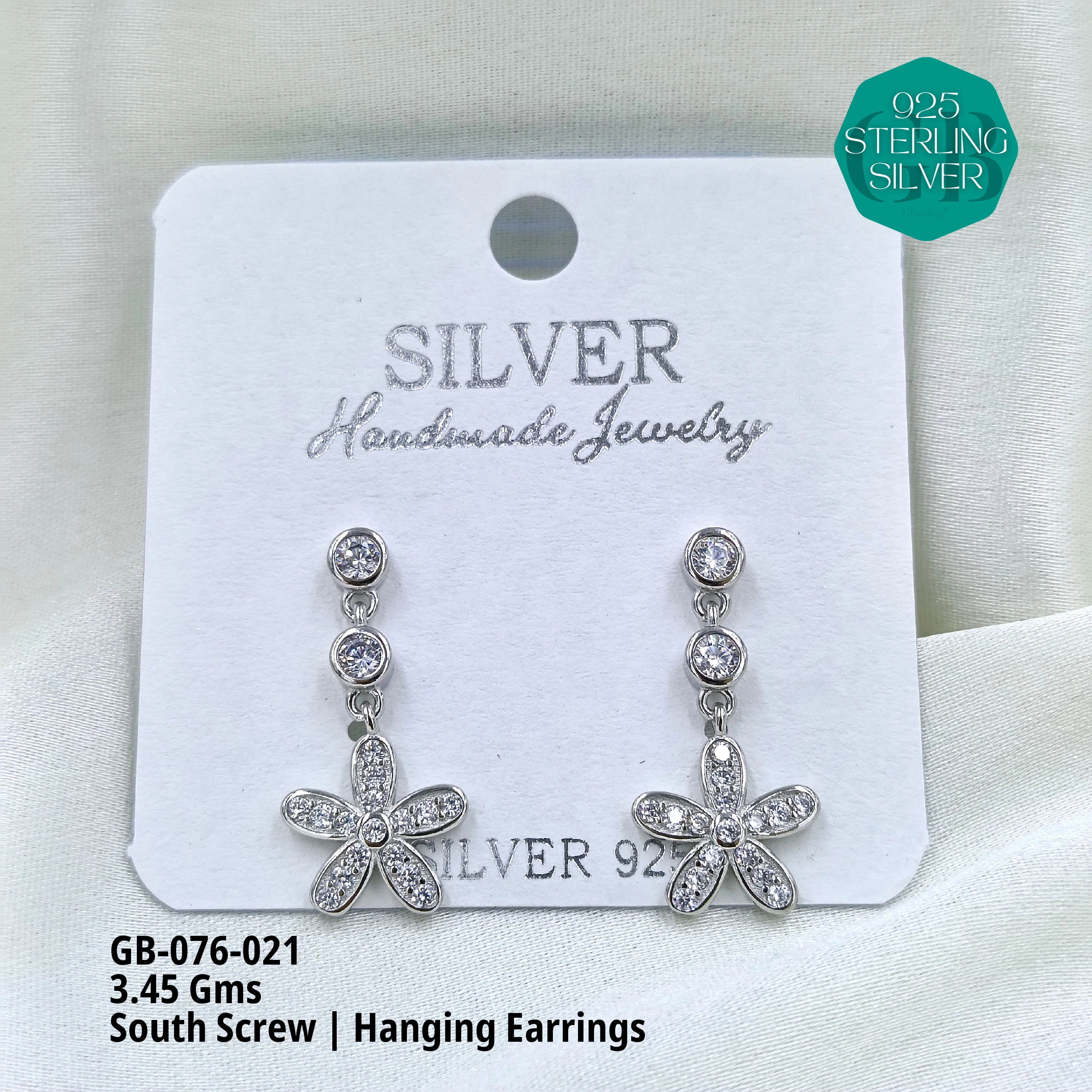 SOUTH SCREW HANGING - Premium 925 Silver Jewellery - SKU: GB-076-021 - Hyderabad Silver Importers